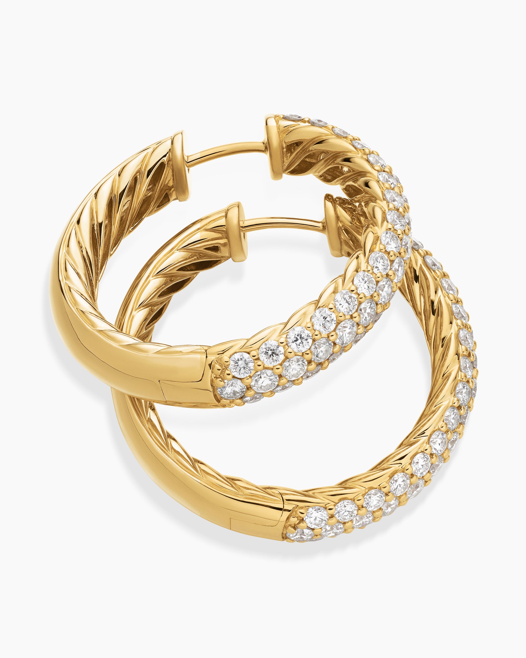 DY Mercer Hoop Earrings in 18K Yellow Gold with Diamonds, 25.4mm - Image 4