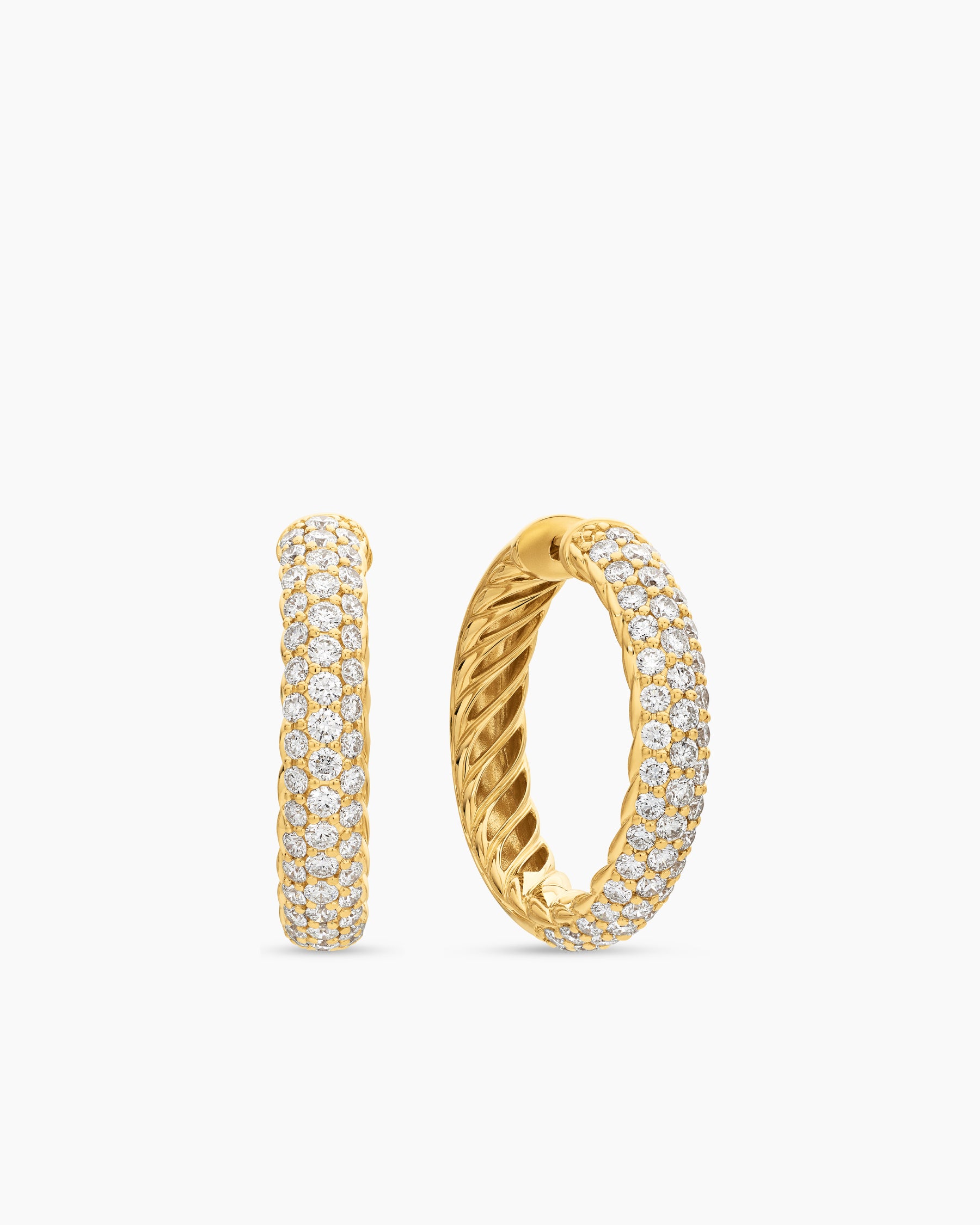 DY Mercer Hoop Earrings in 18K Yellow Gold with Diamonds, 25.4mm