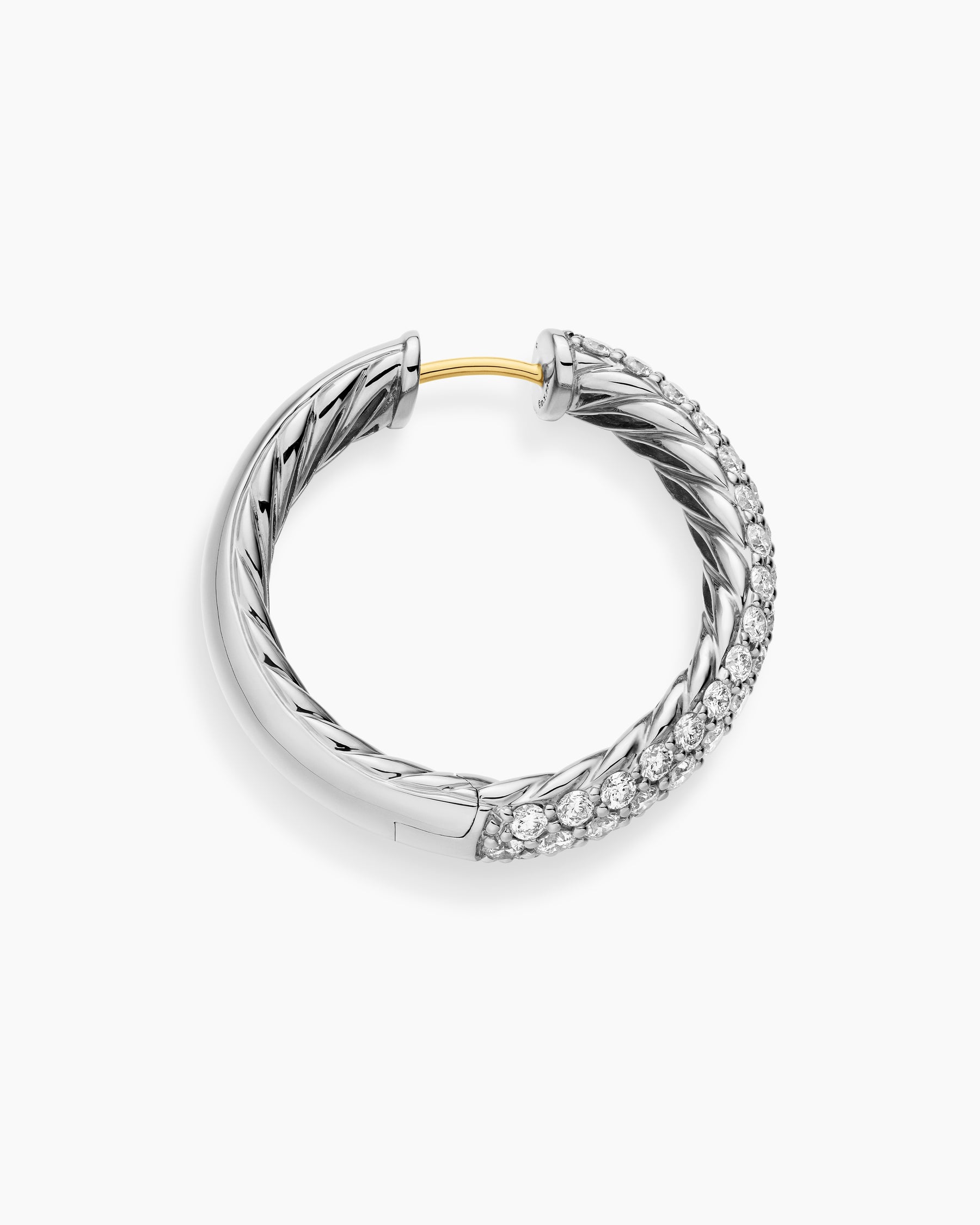 DY Mercer Hoop Earrings in Sterling Silver with Diamonds, 25.4mm - Image 3