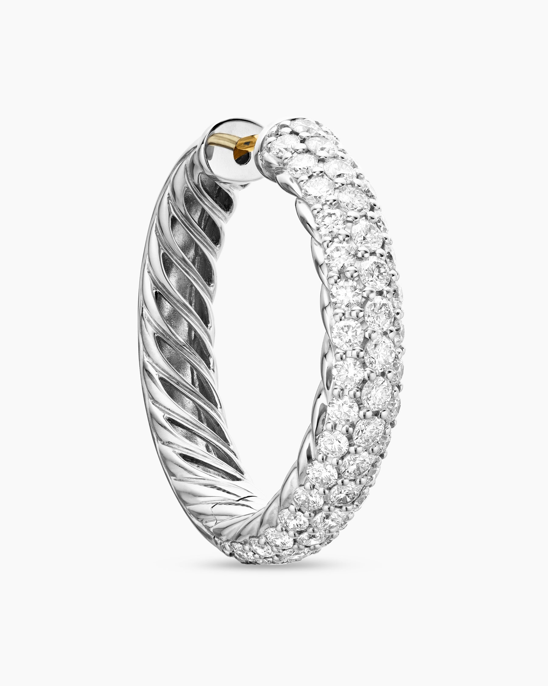 DY Mercer Hoop Earrings in Sterling Silver with Diamonds, 25.4mm - Image 5