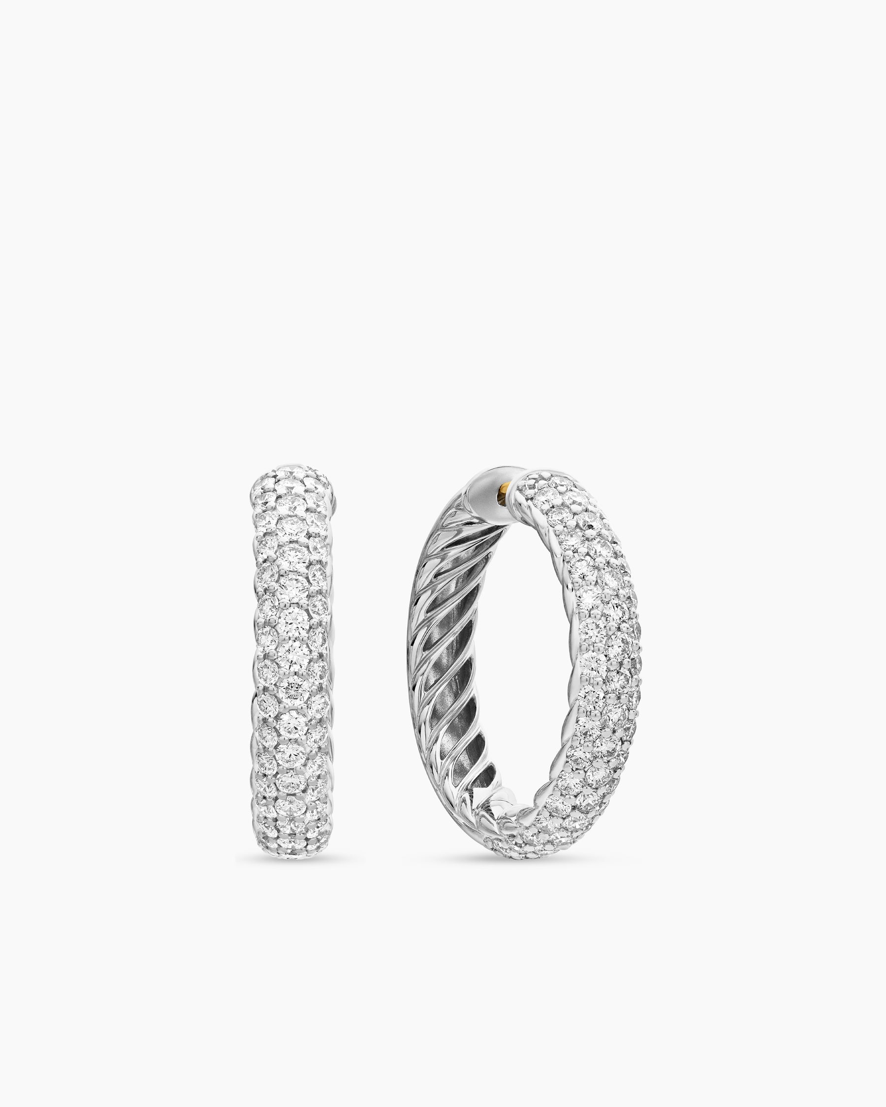 DY Mercer Hoop Earrings in Sterling Silver with Diamonds, 25.4mm