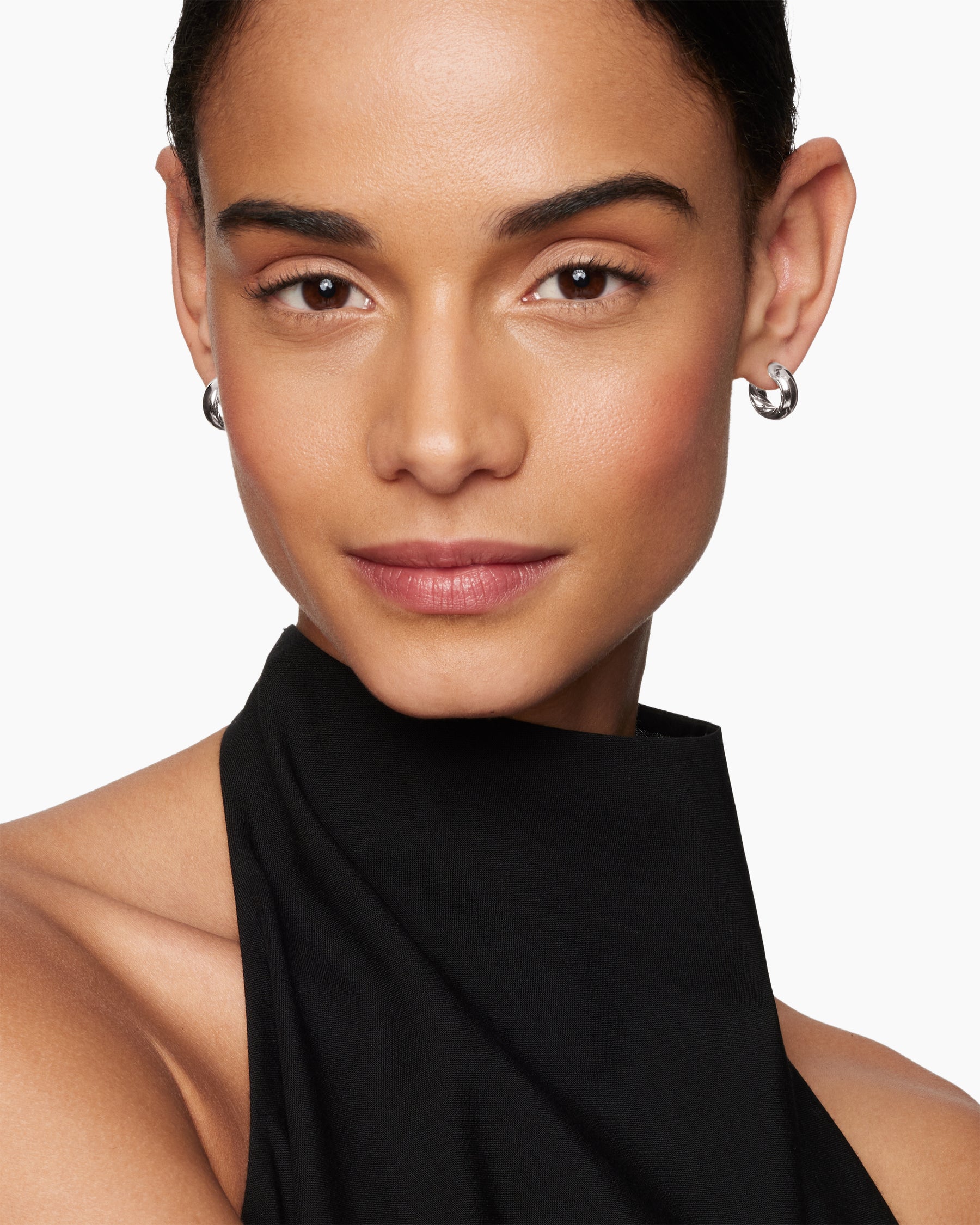 Alternative view of DY Mercer Micro Hoop Earrings in Sterling Silver, 13.4mm