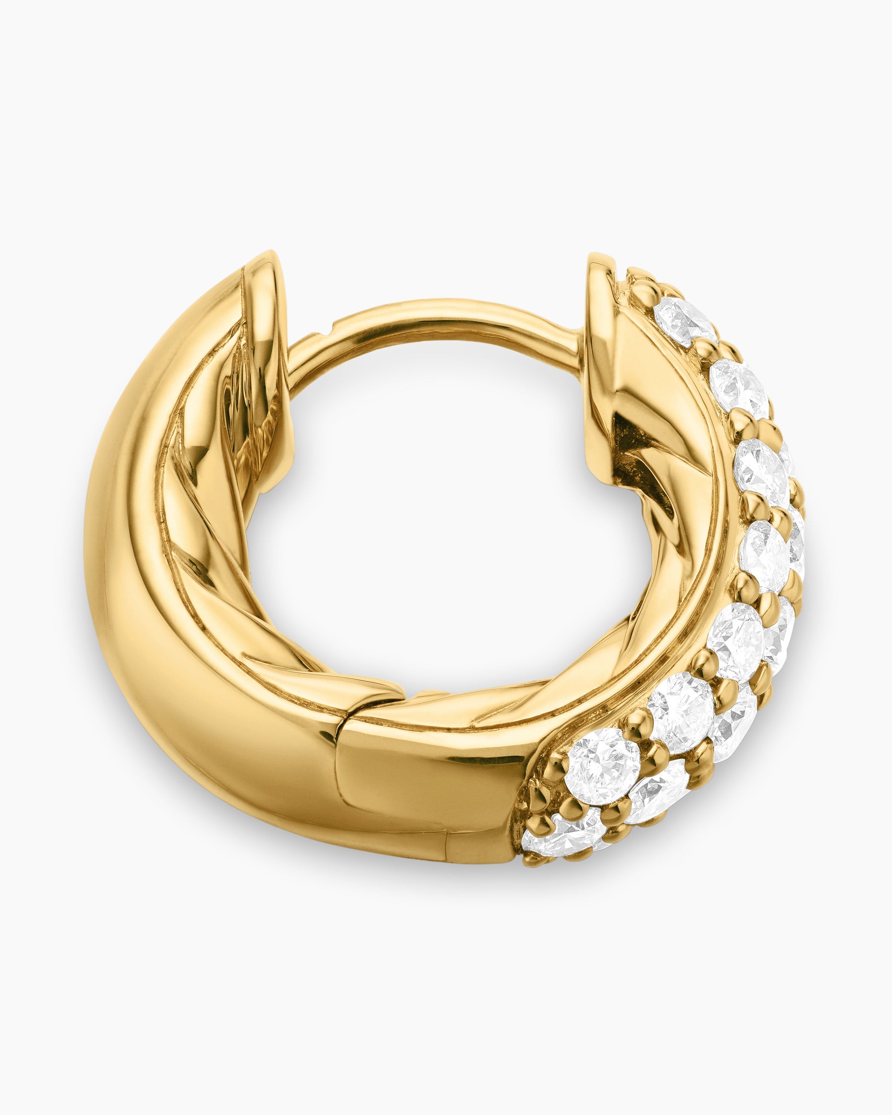 DY Mercer Micro Hoop Earrings in 18K Yellow Gold with Diamonds, 13.5mm - Image 3