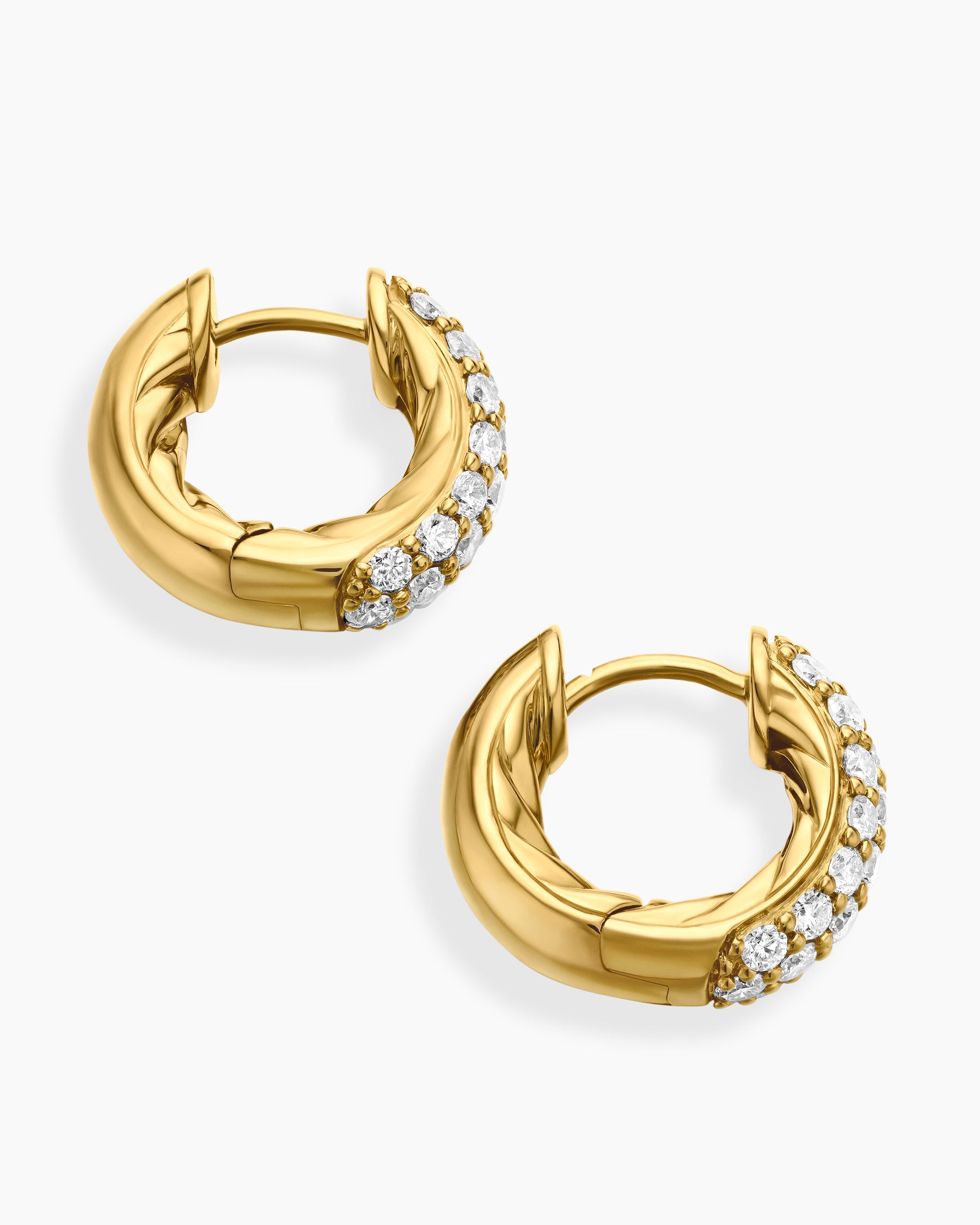 DY Mercer Micro Hoop Earrings in 18K Yellow Gold with Diamonds, 13.5mm - Image 4