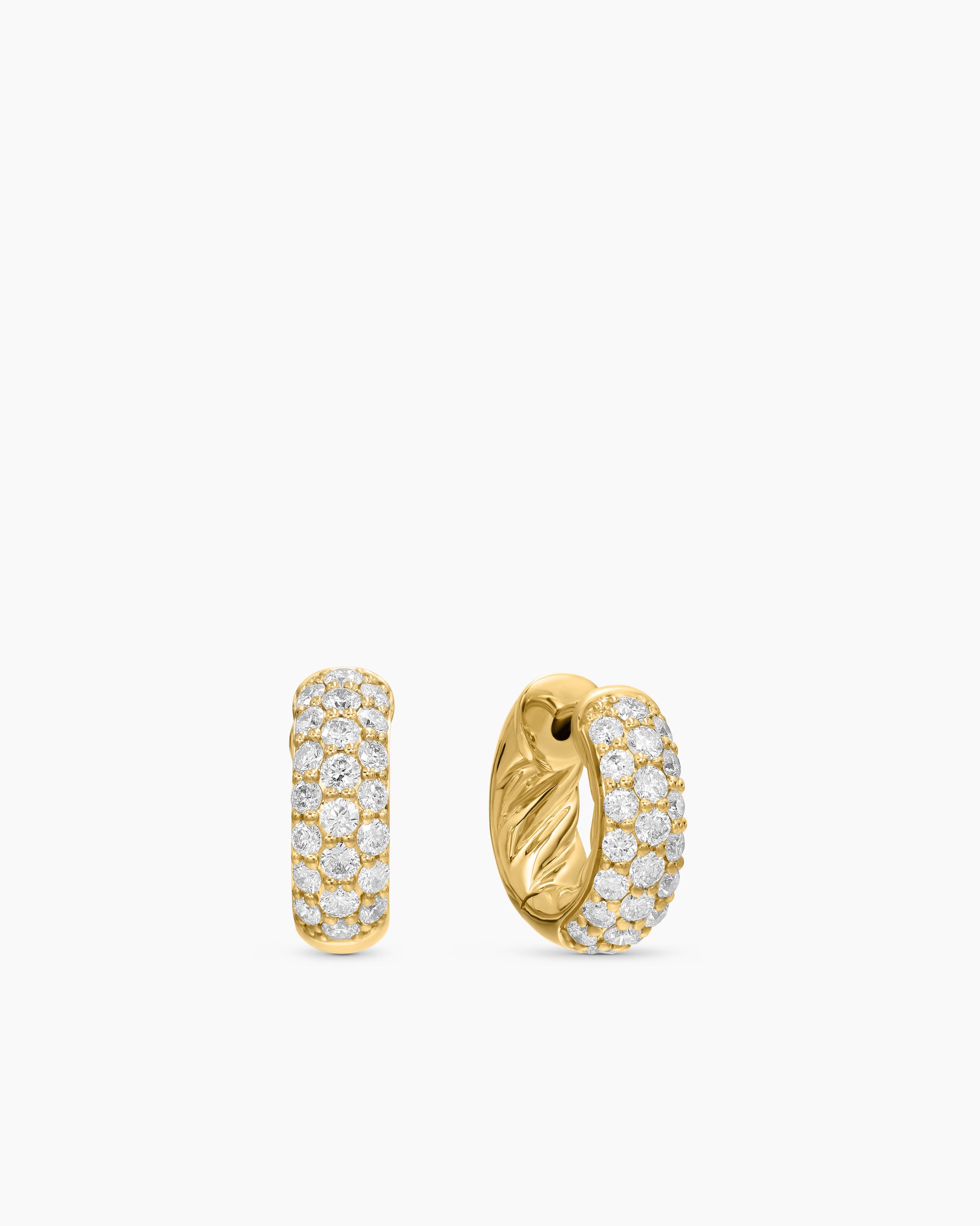 DY Mercer Micro Hoop Earrings in 18K Yellow Gold with Diamonds, 13.5mm