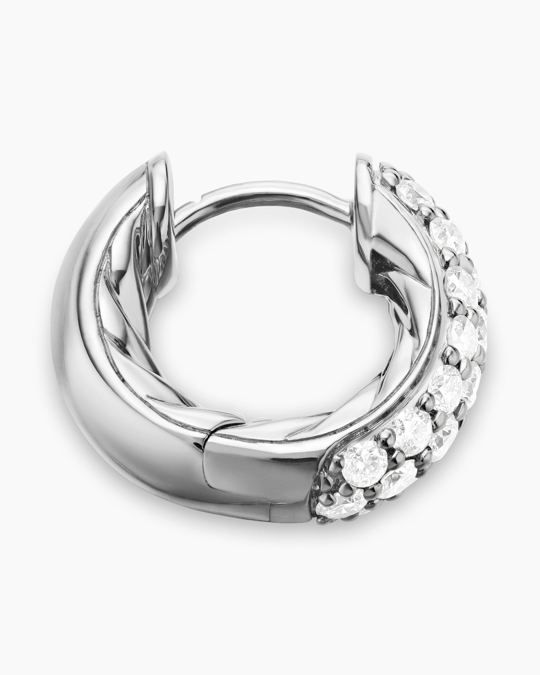 DY Mercer Micro Hoop Earrings in Sterling Silver with Diamonds, 13.5mm - Image 3