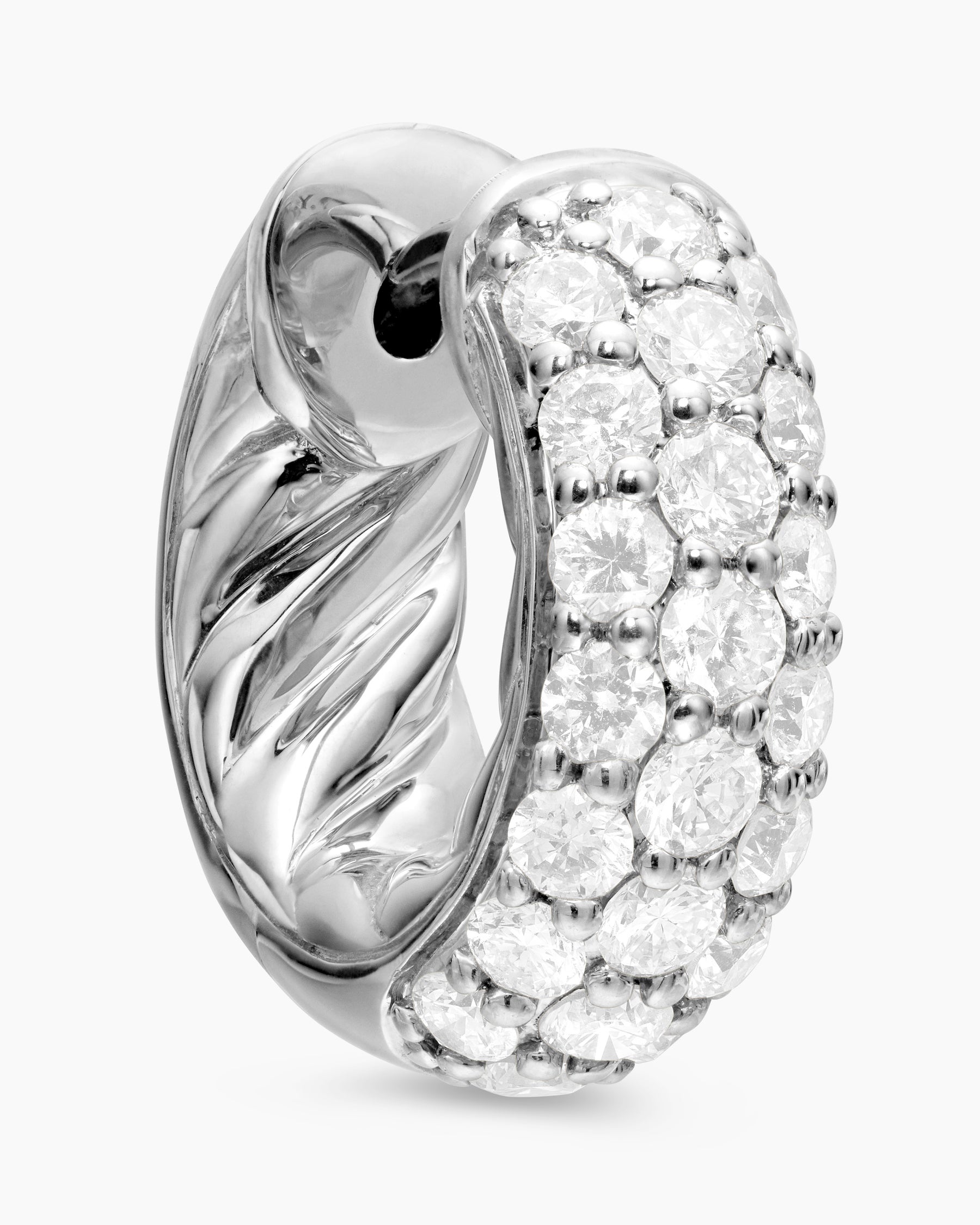 DY Mercer Micro Hoop Earrings in Sterling Silver with Diamonds, 13.5mm - Image 5