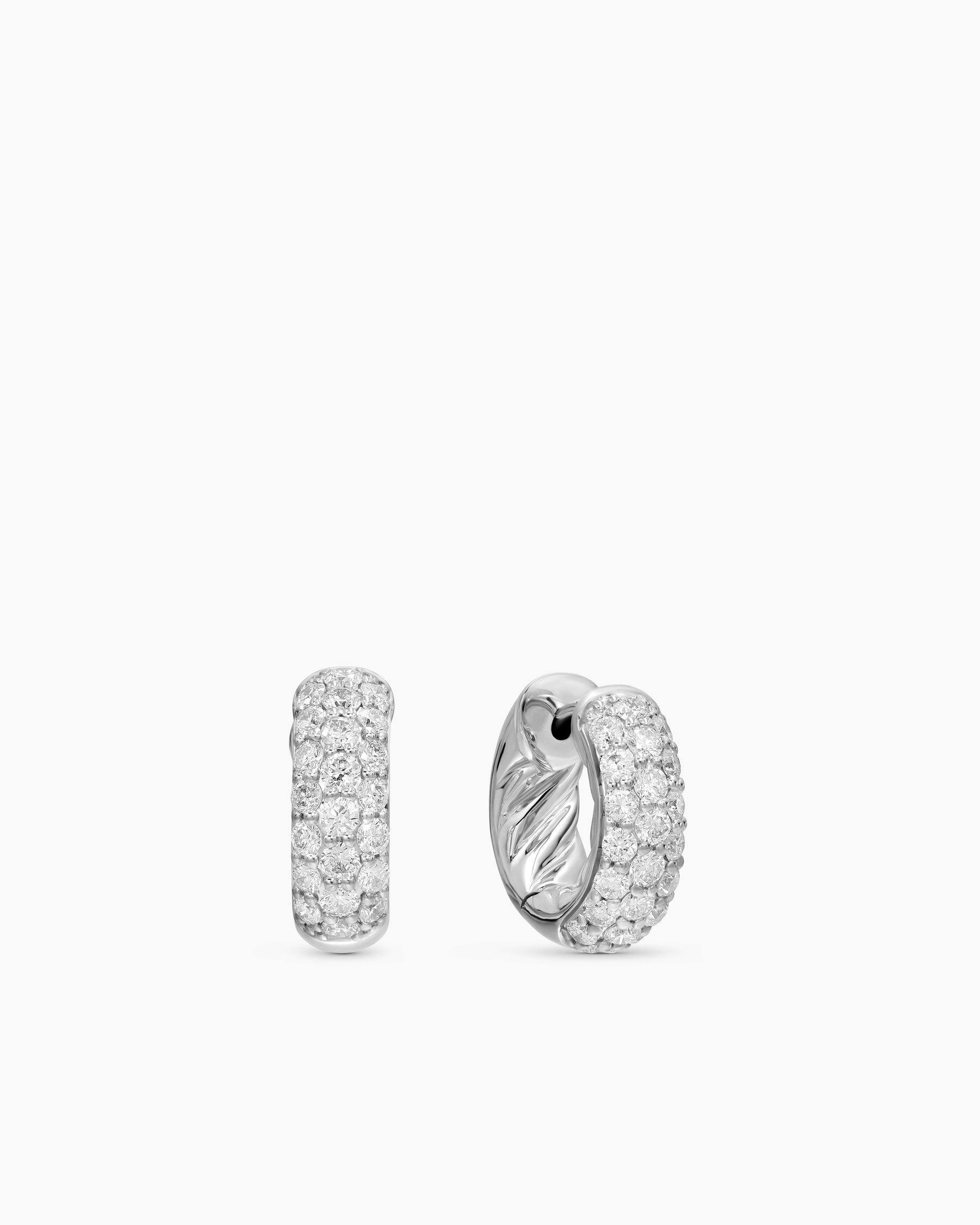 DY Mercer Micro Hoop Earrings in Sterling Silver with Diamonds, 13.5mm