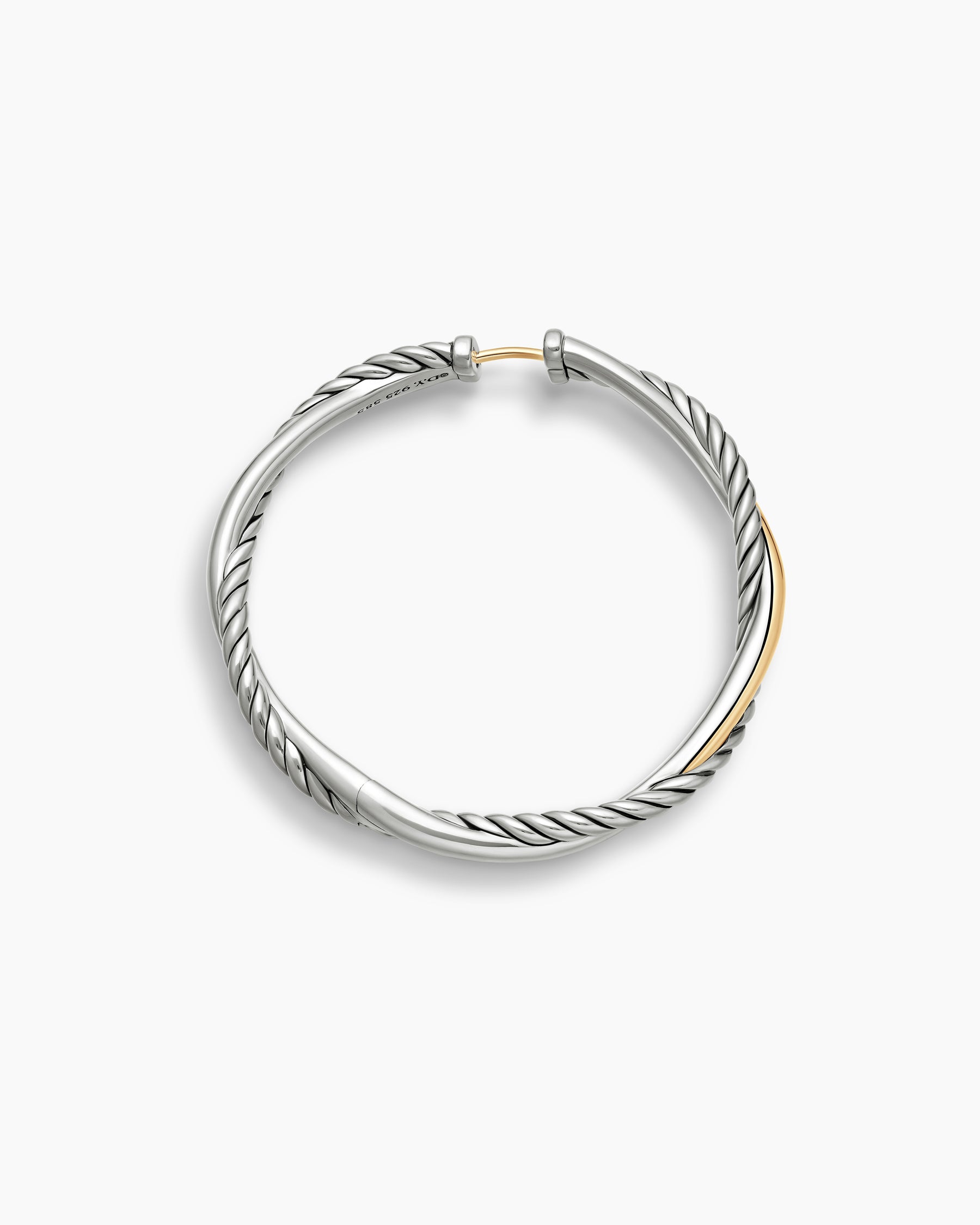 Infinity Hoop Earrings in Sterling Silver with 14K Yellow Gold, 42mm - Image 3