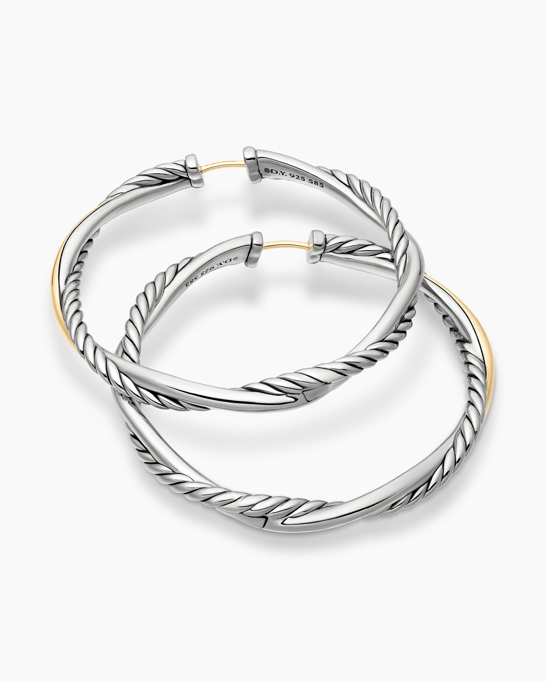 Infinity Hoop Earrings in Sterling Silver with 14K Yellow Gold, 42mm - Image 4