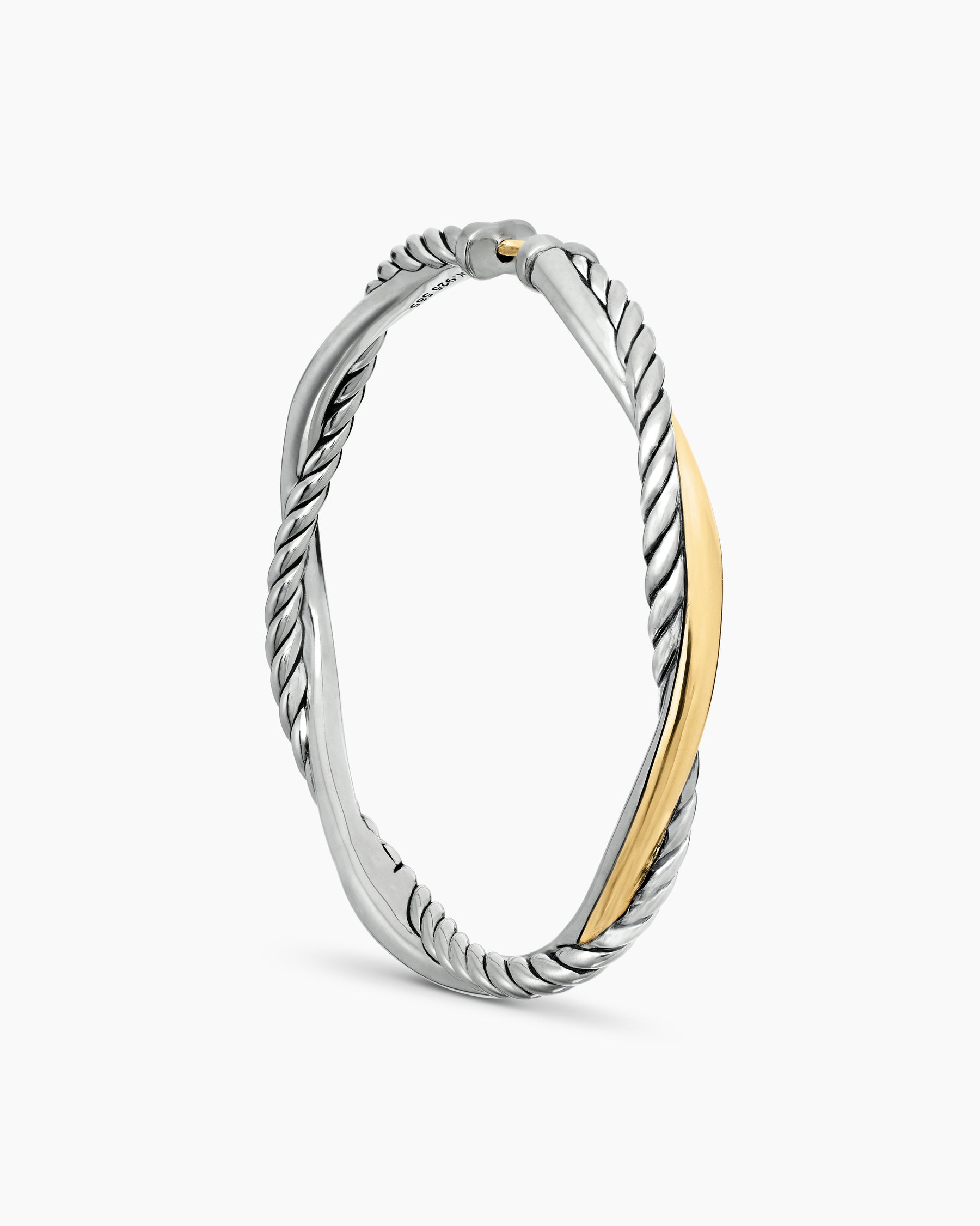 Infinity Hoop Earrings in Sterling Silver with 14K Yellow Gold, 42mm - Image 5