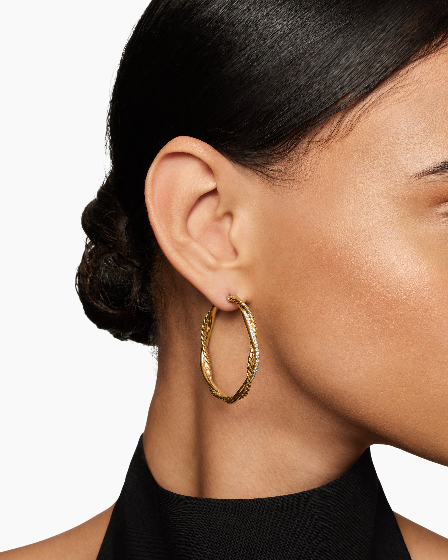 Infinity Hoop Earrings in 18K Yellow Gold with Diamonds, 42mm - Image 6
