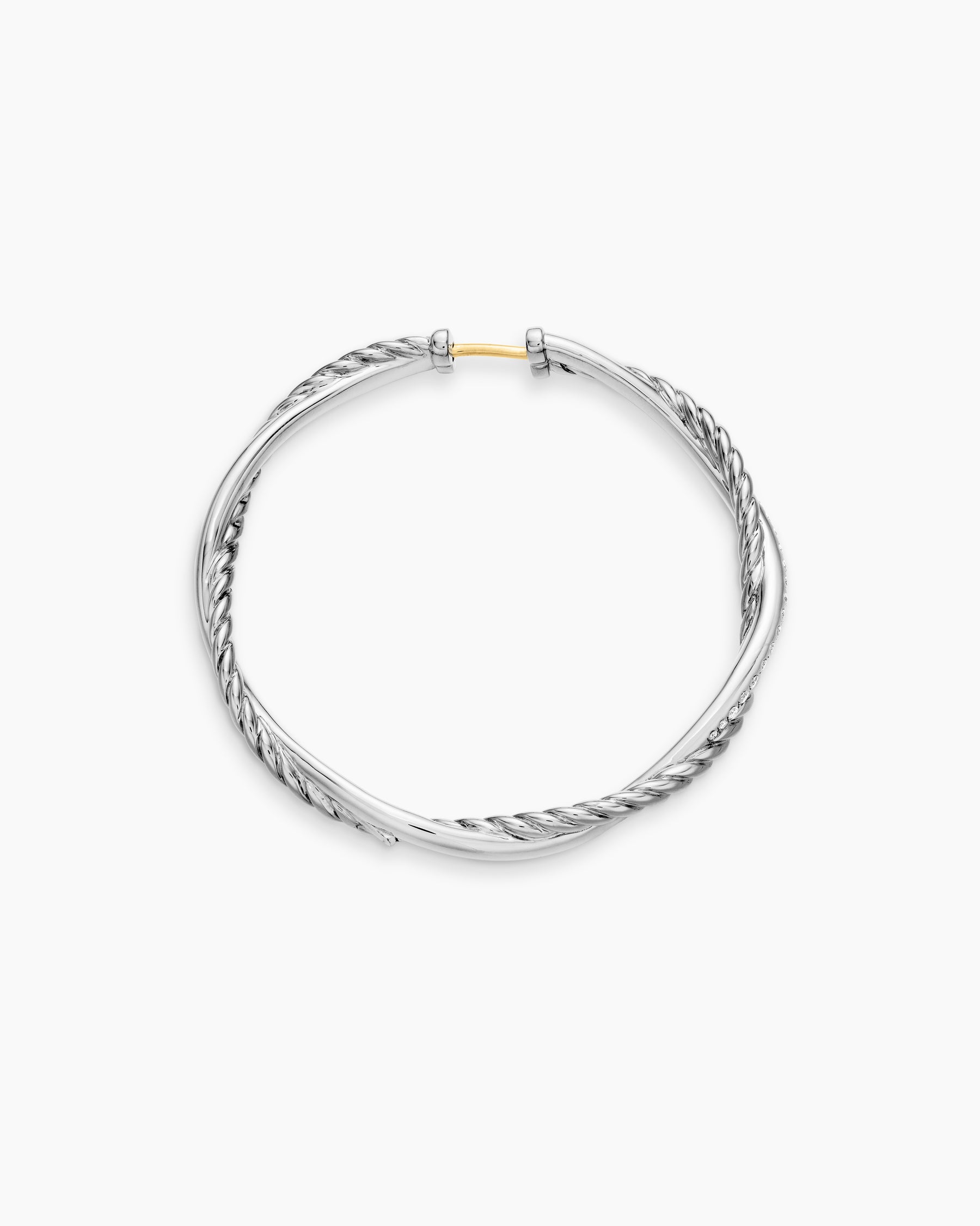 Infinity Hoop Earrings in Sterling Silver with Diamonds, 42mm - Image 3