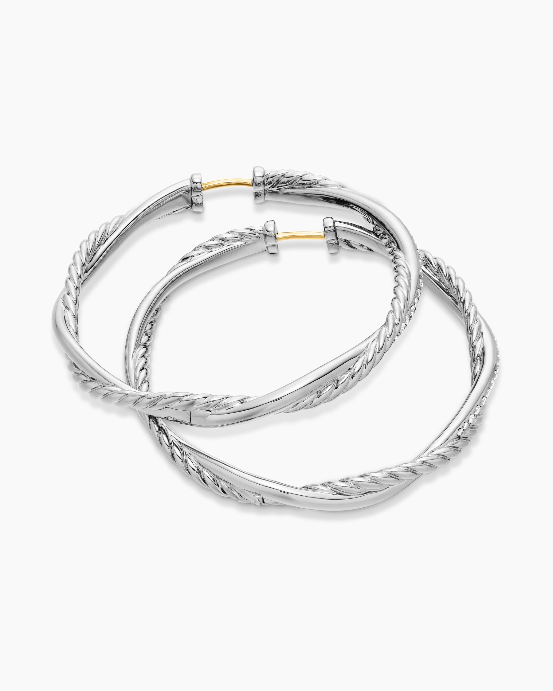 Infinity Hoop Earrings in Sterling Silver with Diamonds, 42mm - Image 4