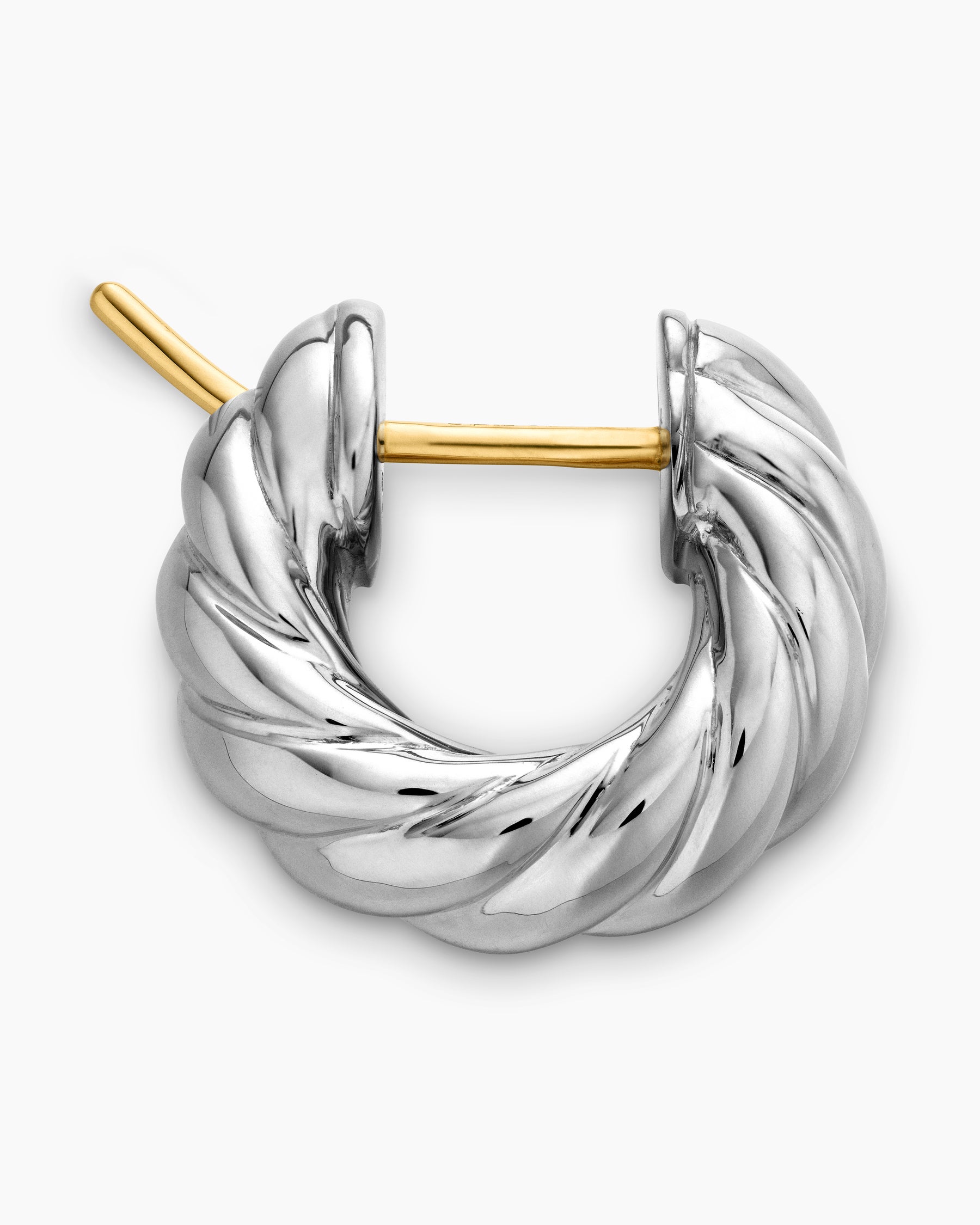 Sculpted Cable Hoop Earrings in Sterling Silver, 14.4mm - Image 3