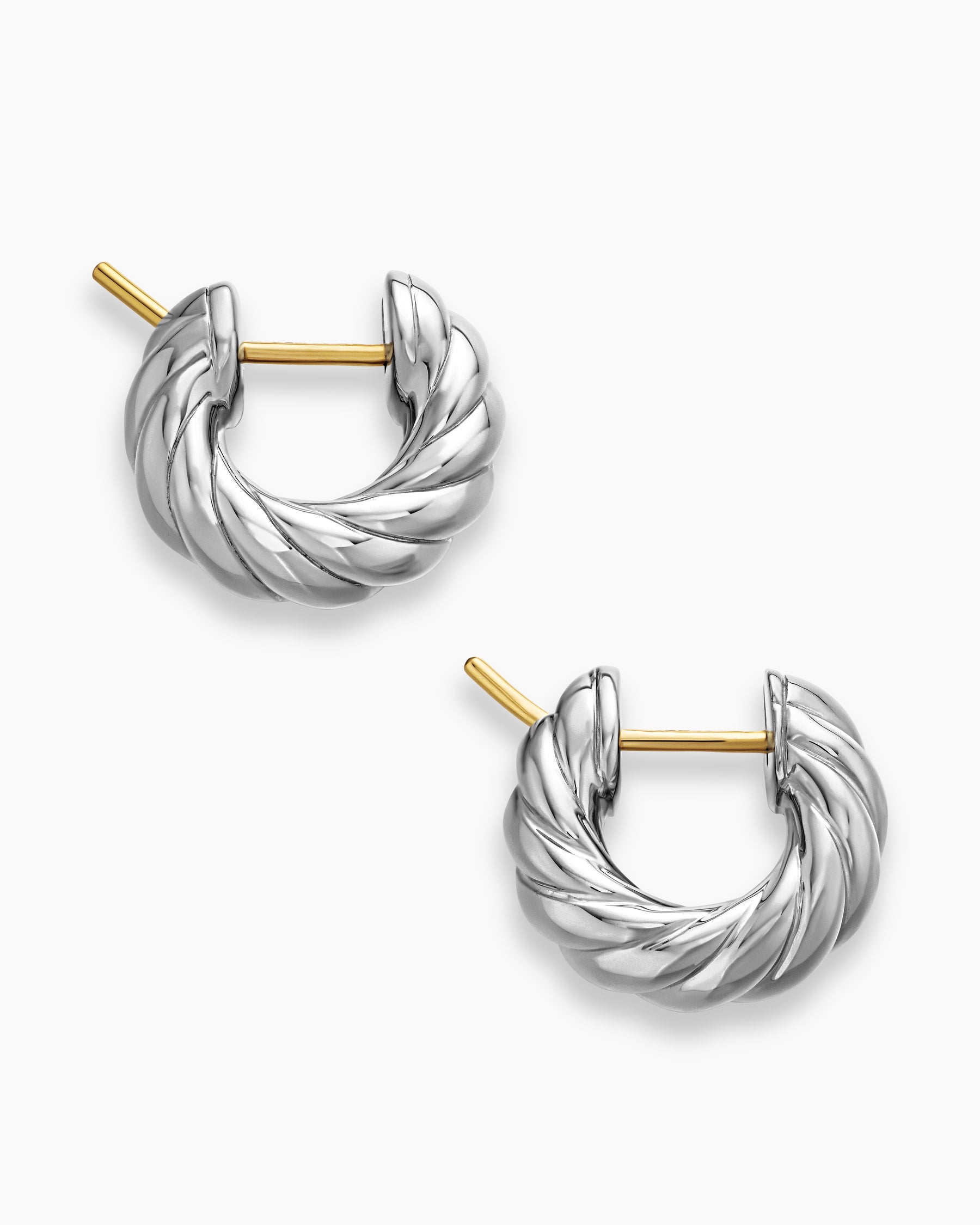 Sculpted Cable Hoop Earrings in Sterling Silver, 14.4mm - Image 4