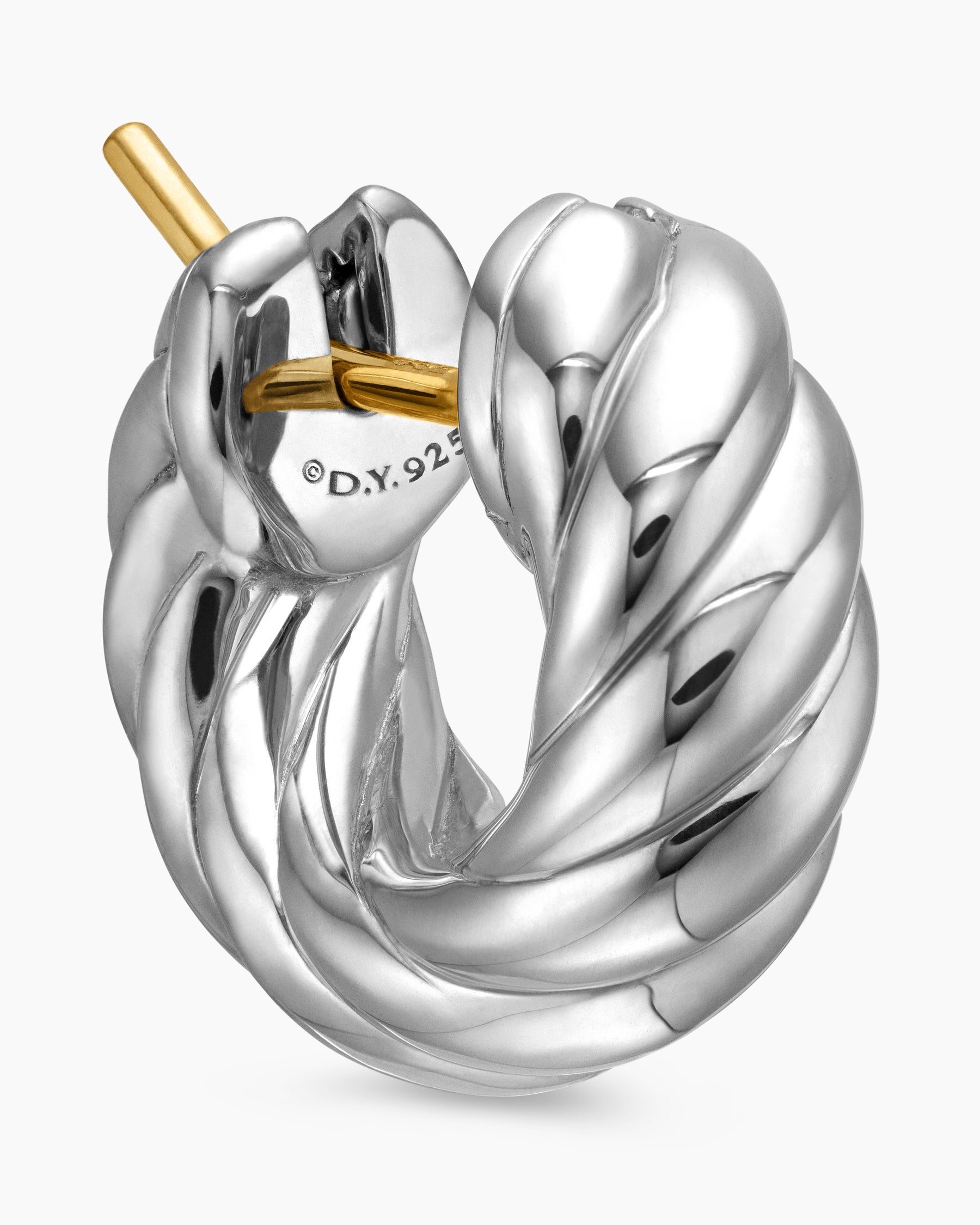 Sculpted Cable Hoop Earrings in Sterling Silver, 14.4mm - Image 5