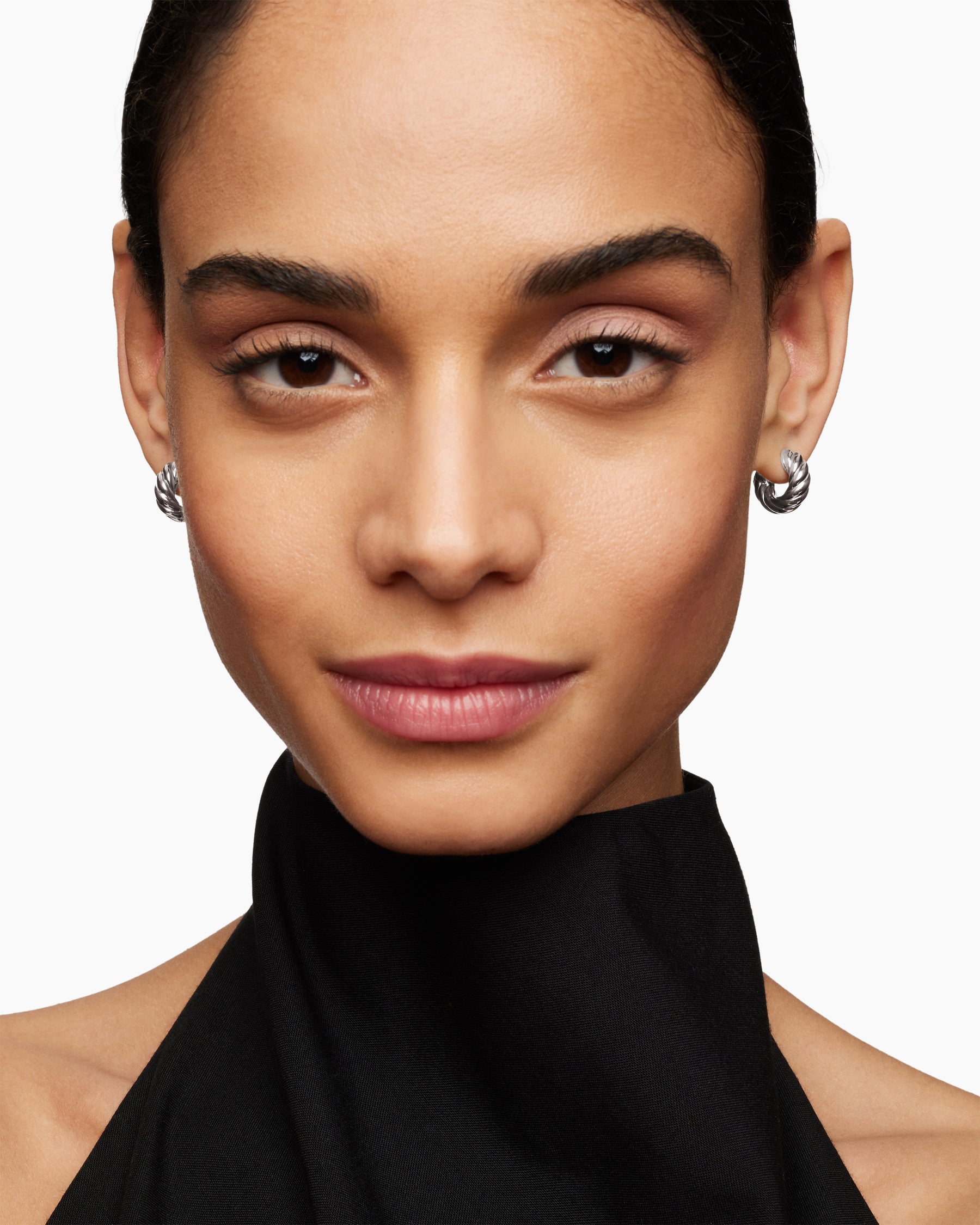 Sculpted Cable Hoop Earrings in Sterling Silver, 14.4mm - Image 6