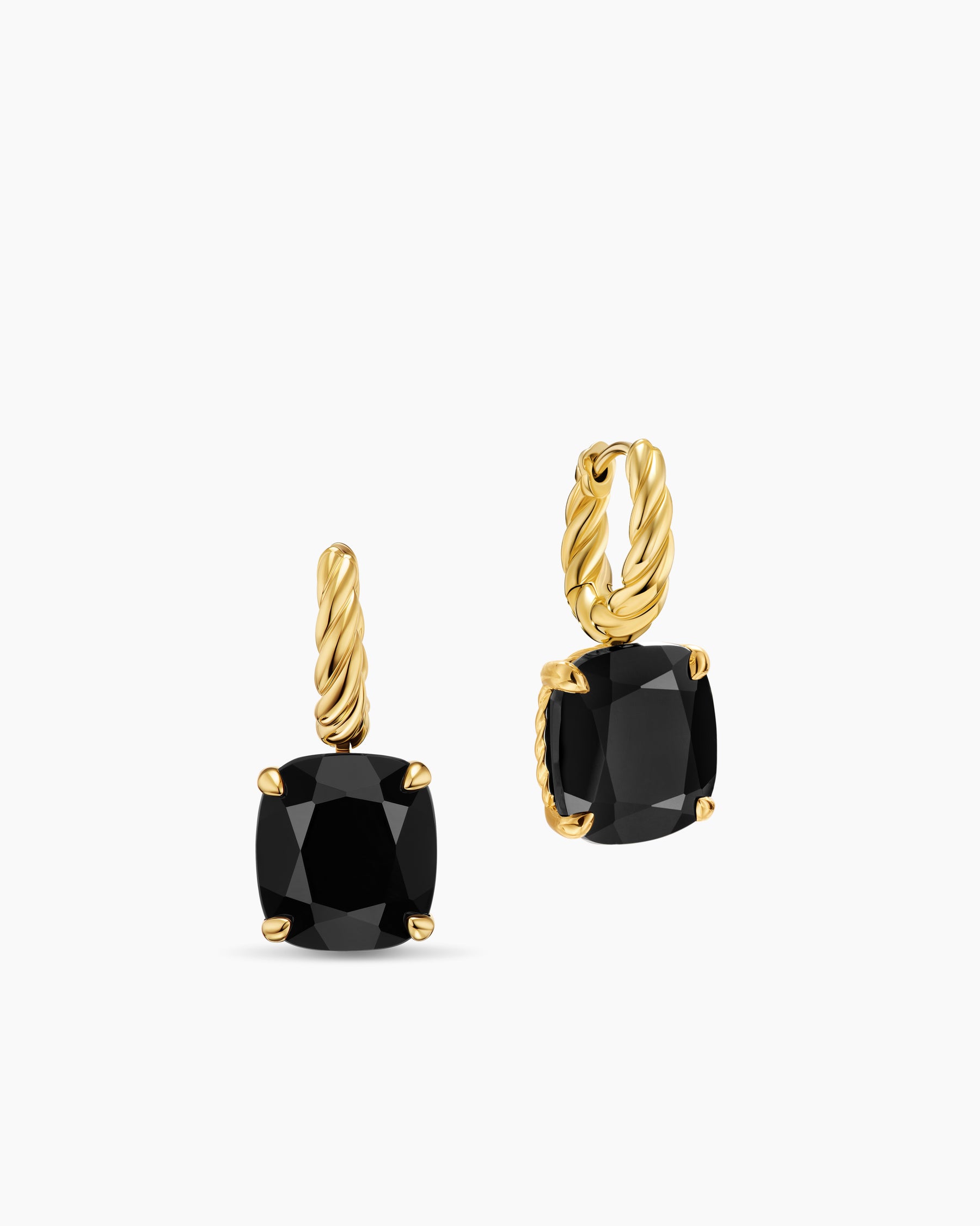 Marbella Drop Earrings in 18K Yellow Gold with Black Onyx, 11mm - Image 3