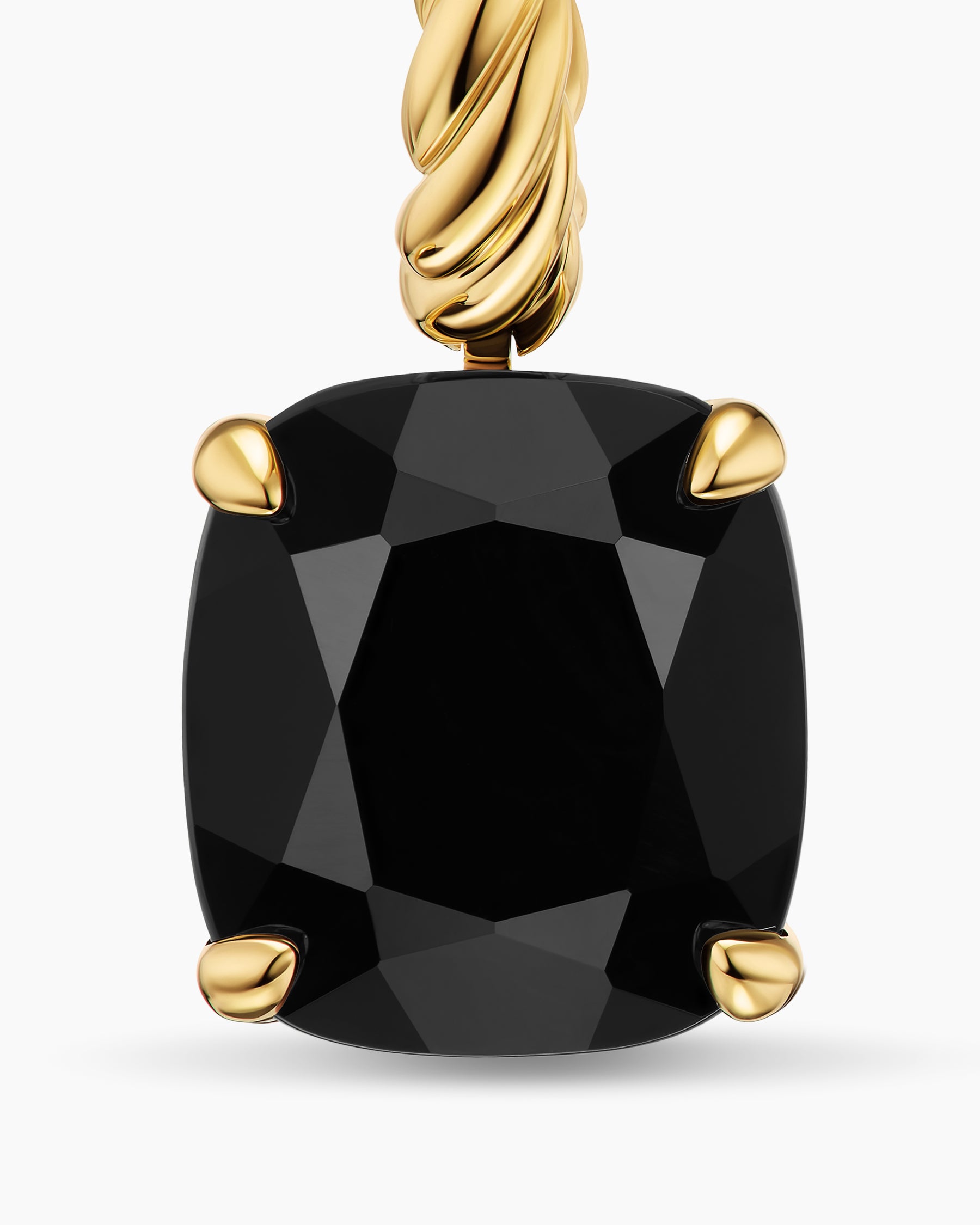 Marbella Drop Earrings in 18K Yellow Gold with Black Onyx, 11mm - Image 4