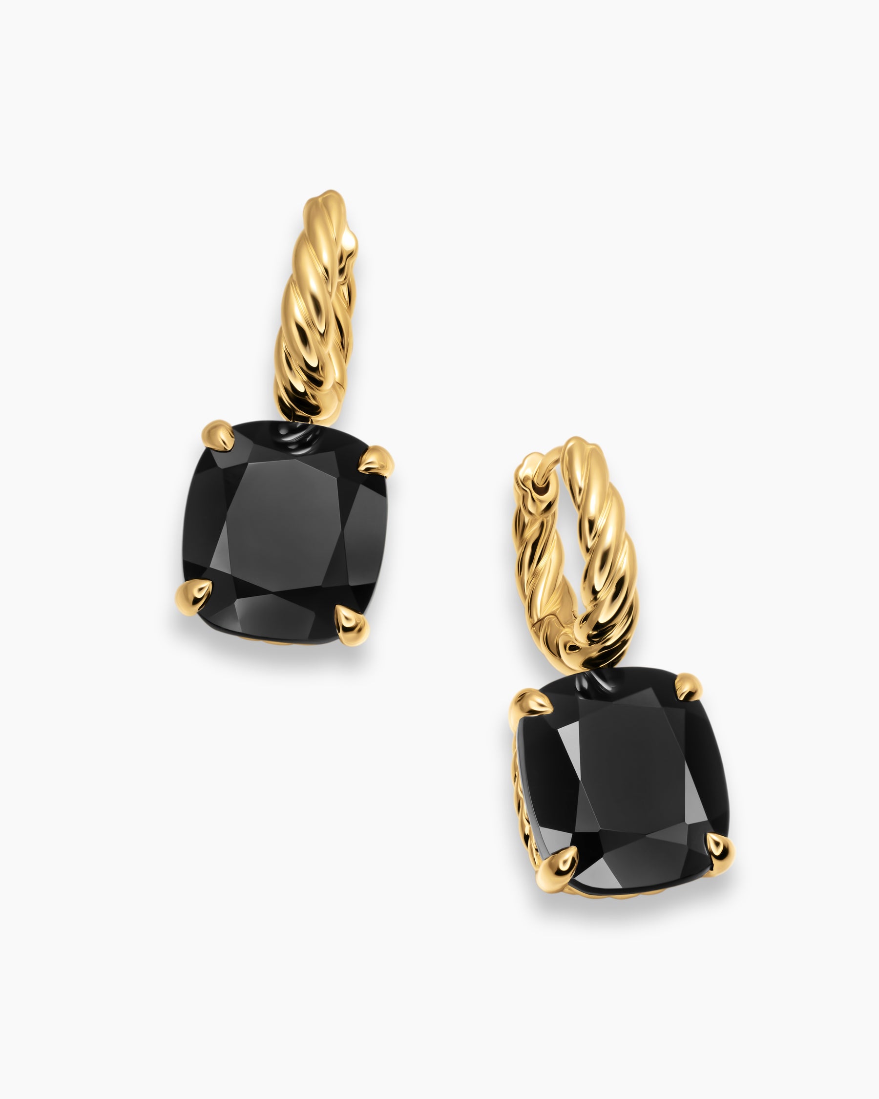 Marbella Drop Earrings in 18K Yellow Gold with Black Onyx, 11mm - Image 5
