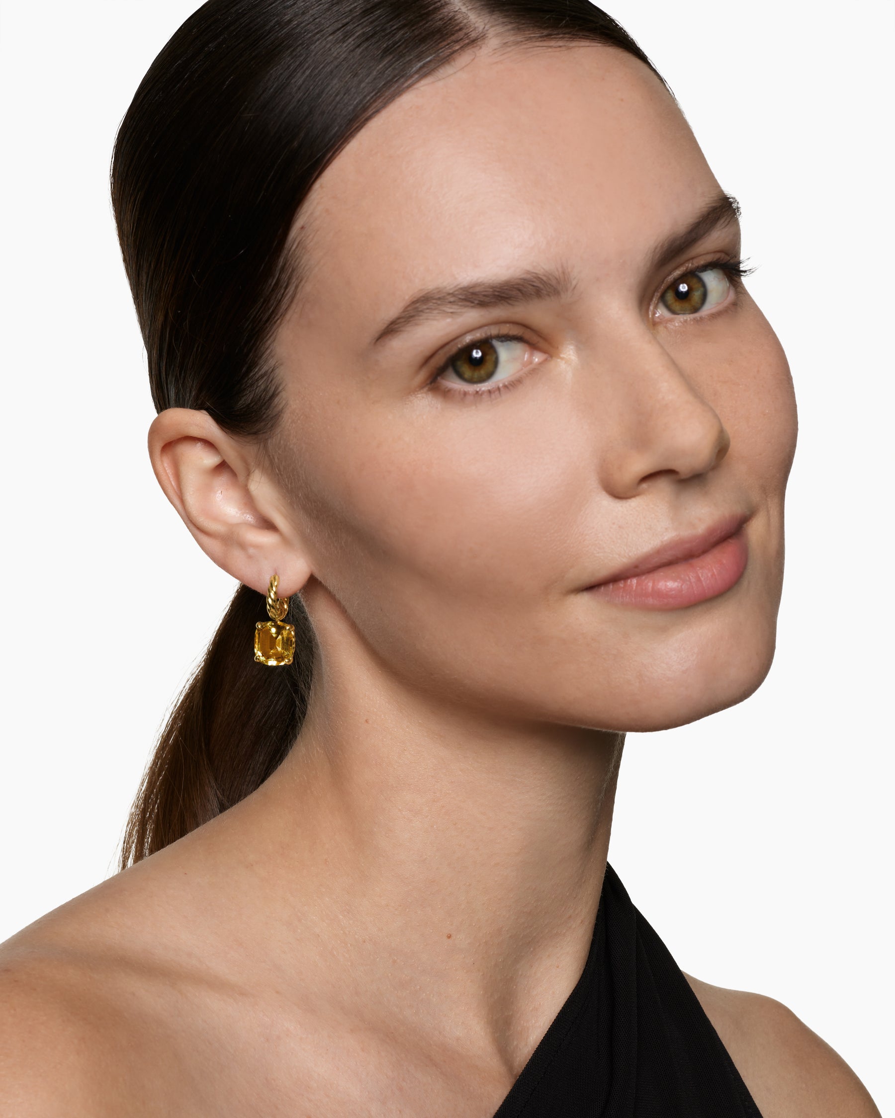 Alternative view of Marbella Drop Earrings in 18K Yellow Gold with Citrine, 11mm