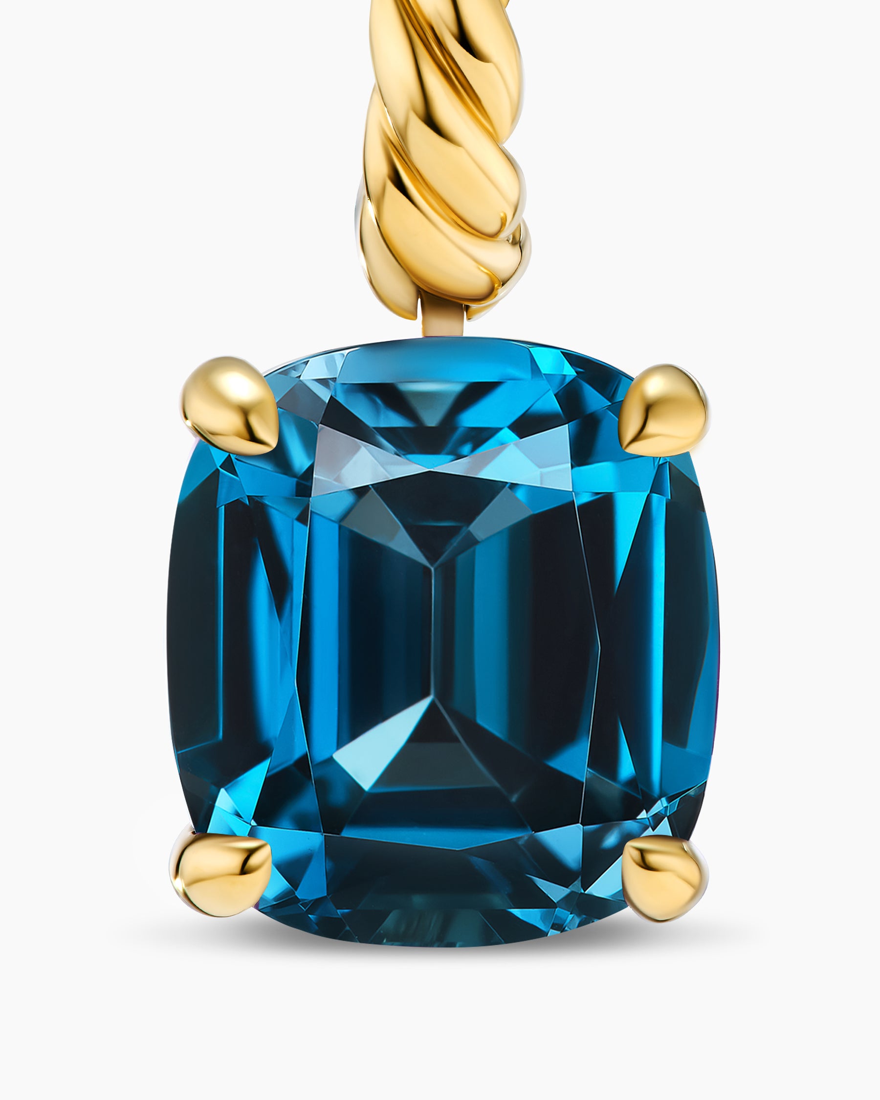Marbella Drop Earrings in 18K Yellow Gold with Hampton Blue Topaz, 11mm - Image 4