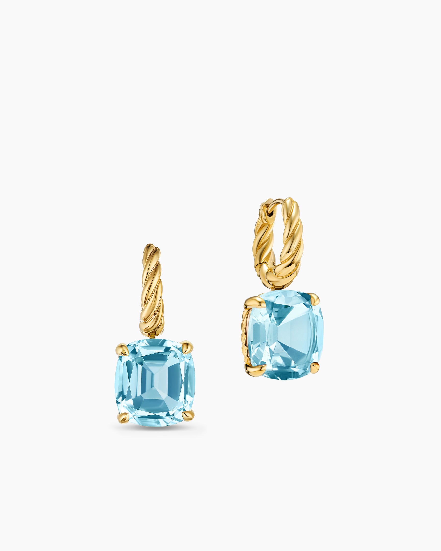 Alternative view of Marbella Drop Earrings in 18K Yellow Gold with Sky Blue Topaz, 11mm