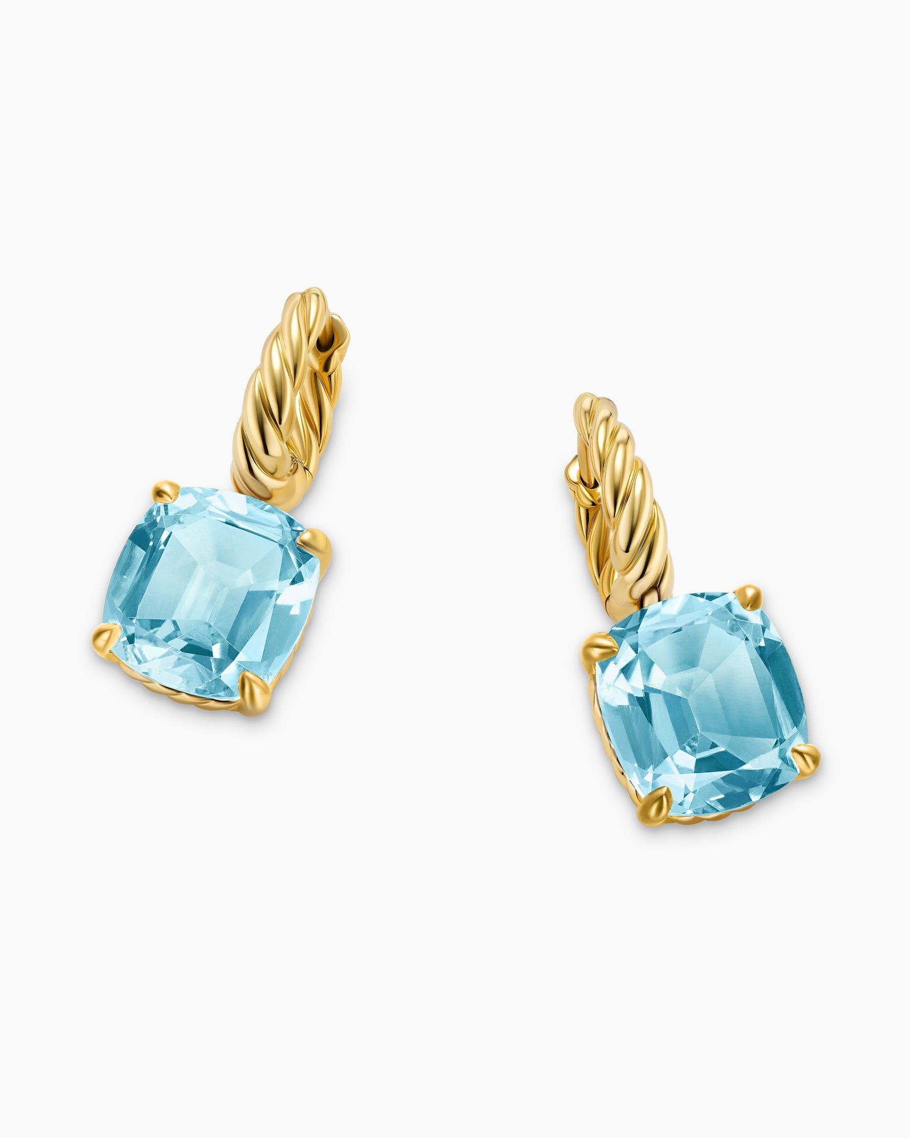 Marbella Drop Earrings in 18K Yellow Gold with Sky Blue Topaz, 11mm - Image 4