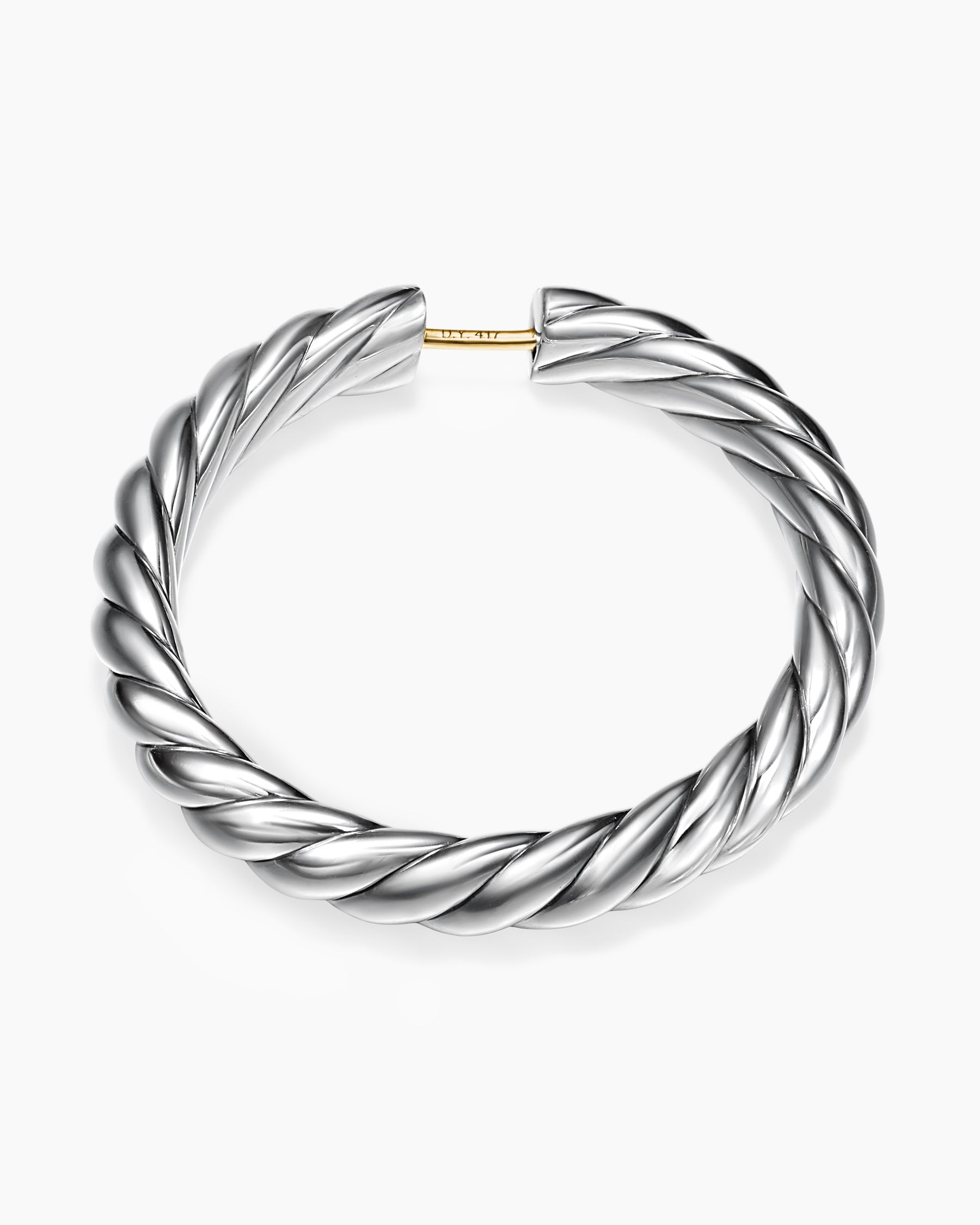 Sculpted Cable Hoop Earrings in Sterling Silver, 38mm - Image 3