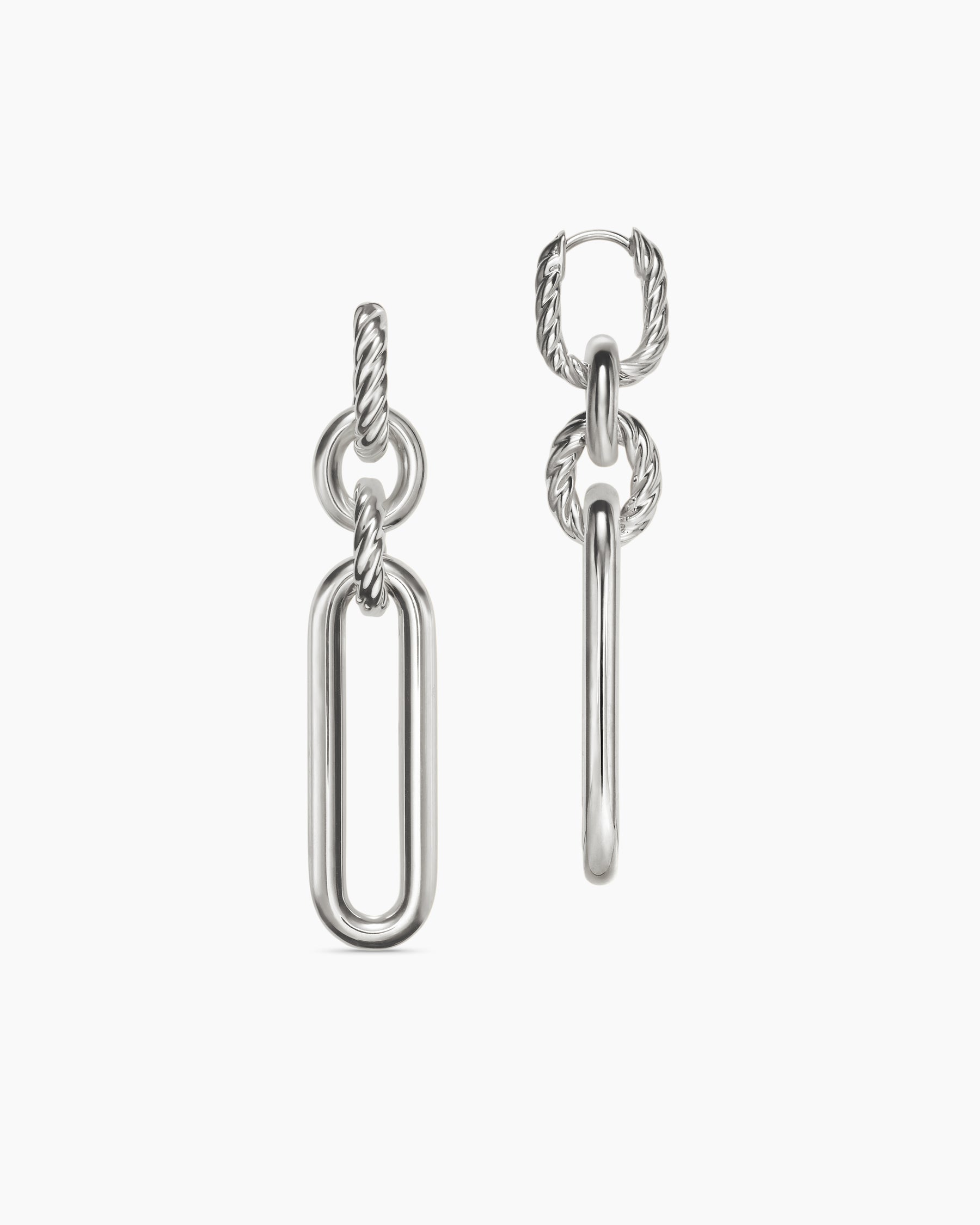 Lexington Double Link Drop Earrings in Sterling Silver, 53mm - Image 3