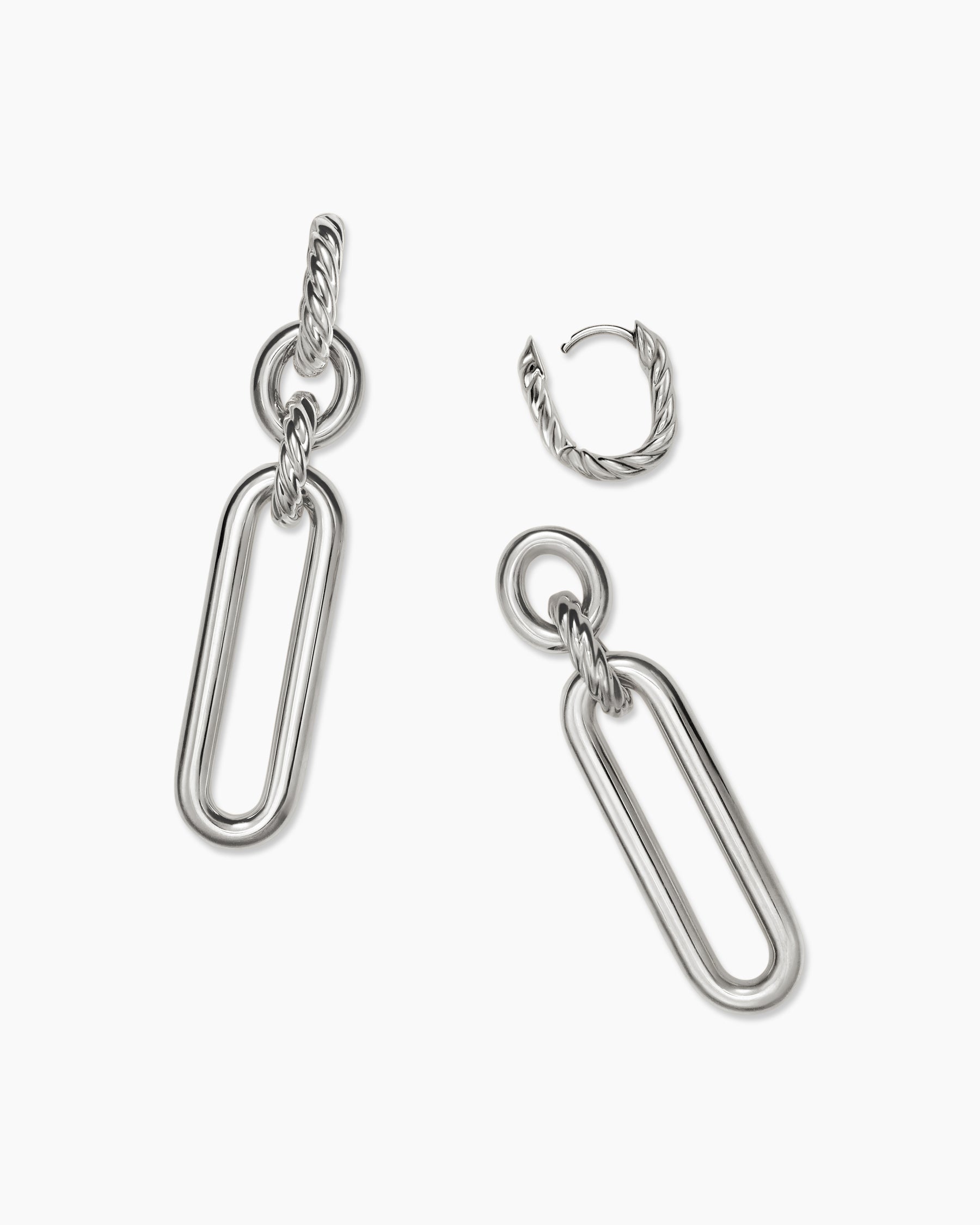 Lexington Double Link Drop Earrings in Sterling Silver, 53mm - Image 4
