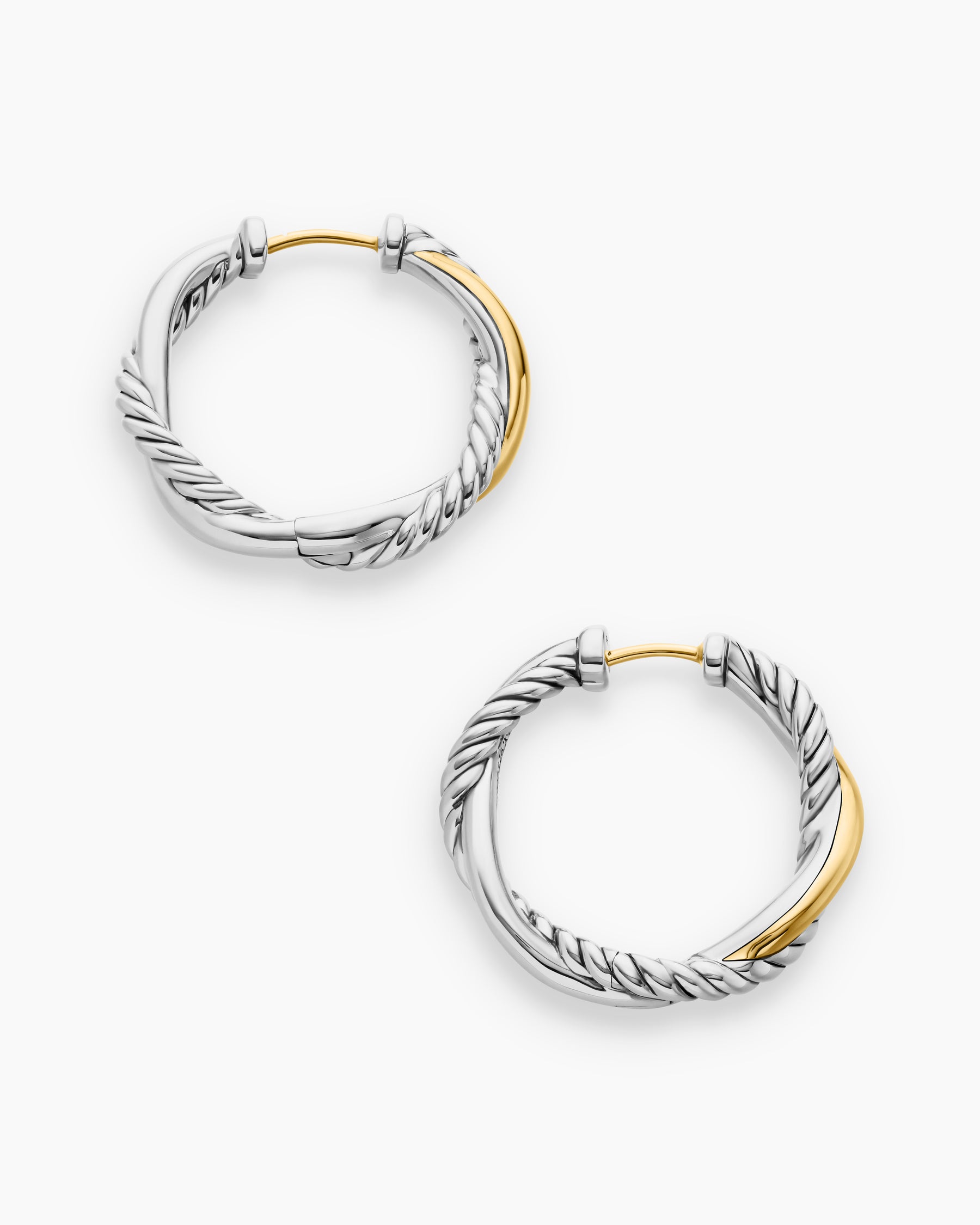 Petite Infinity Hoop Earrings in Sterling Silver with 14K Yellow Gold, 17.3mm - Image 4
