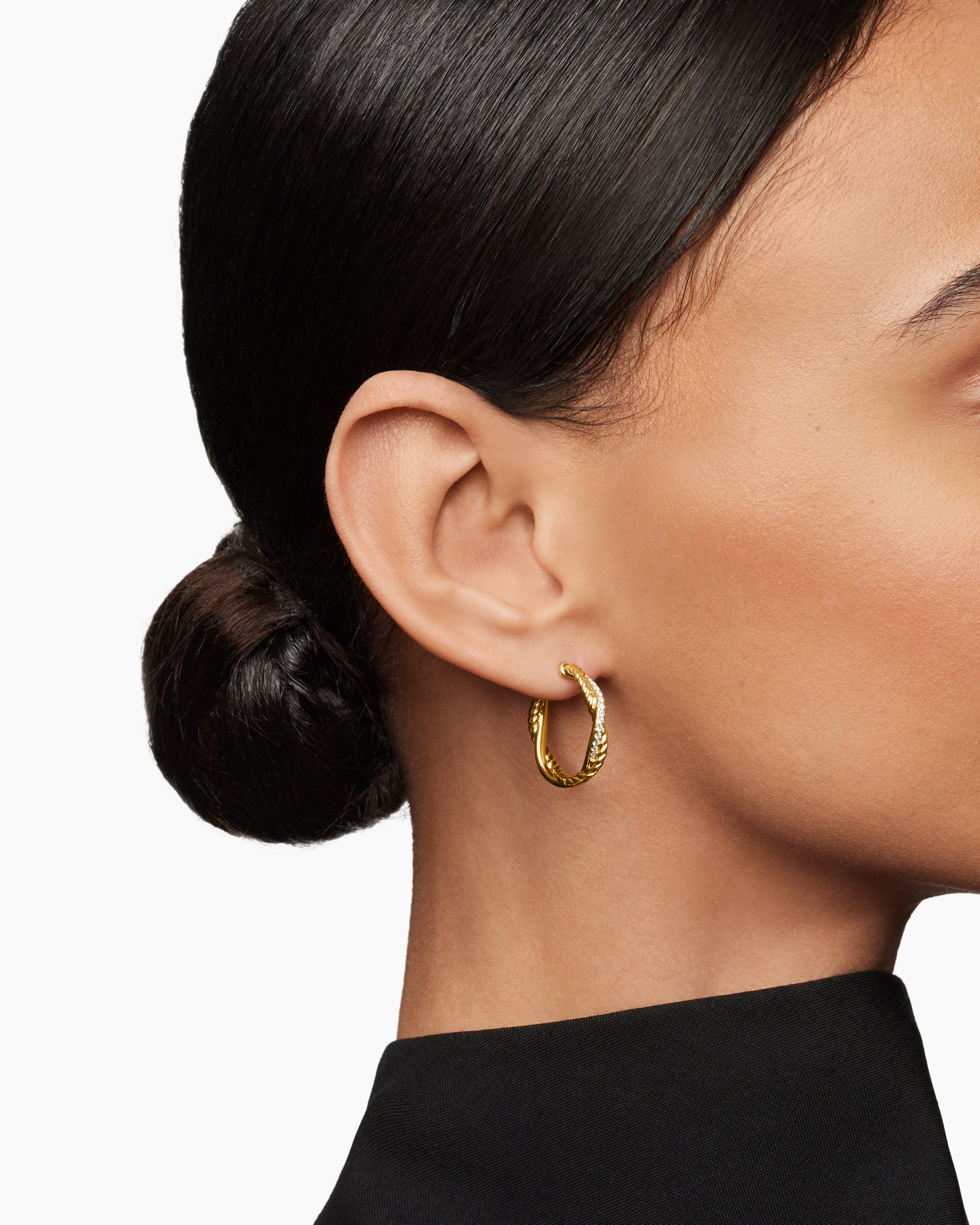 Petite Infinity Hoop Earrings in 18K Yellow Gold with Diamonds, 17.3mm - Image 6