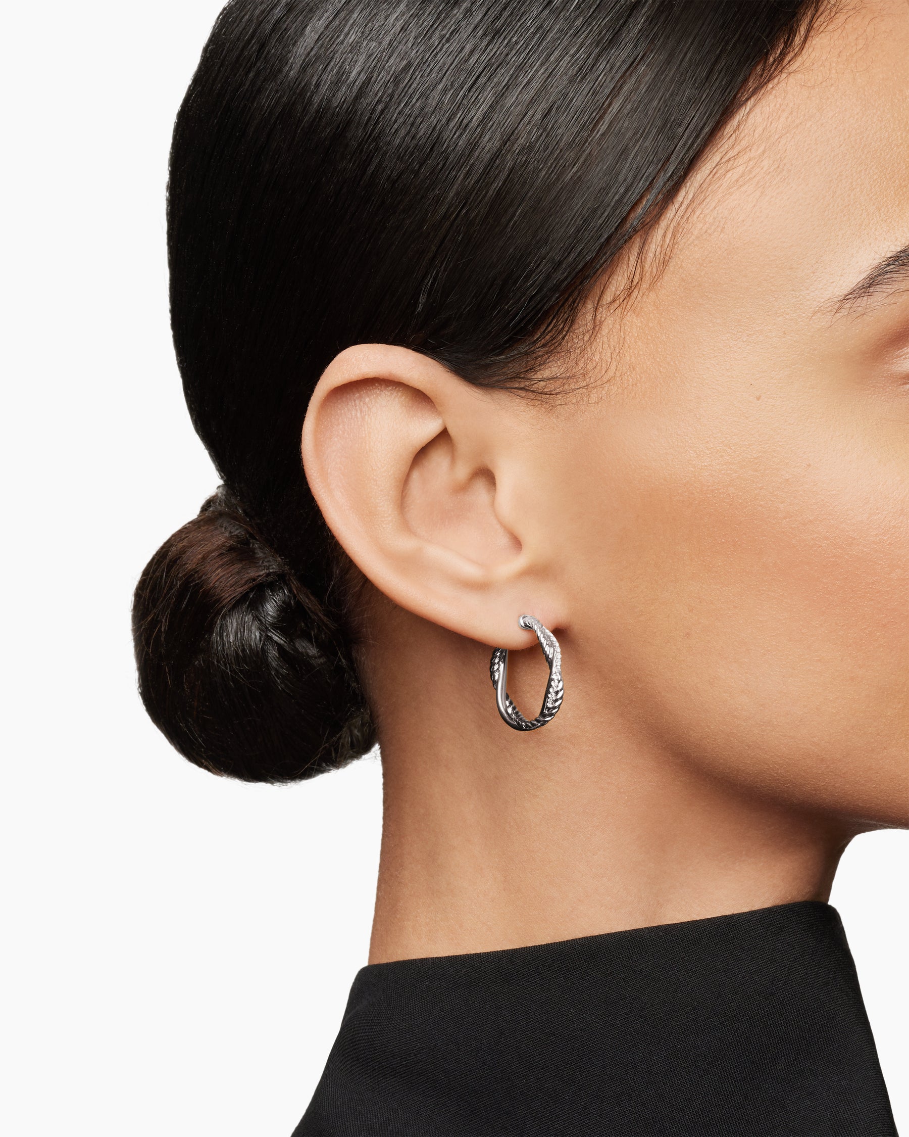 Petite Infinity Hoop Earrings in Sterling Silver with Diamonds, 17.3mm - Image 6