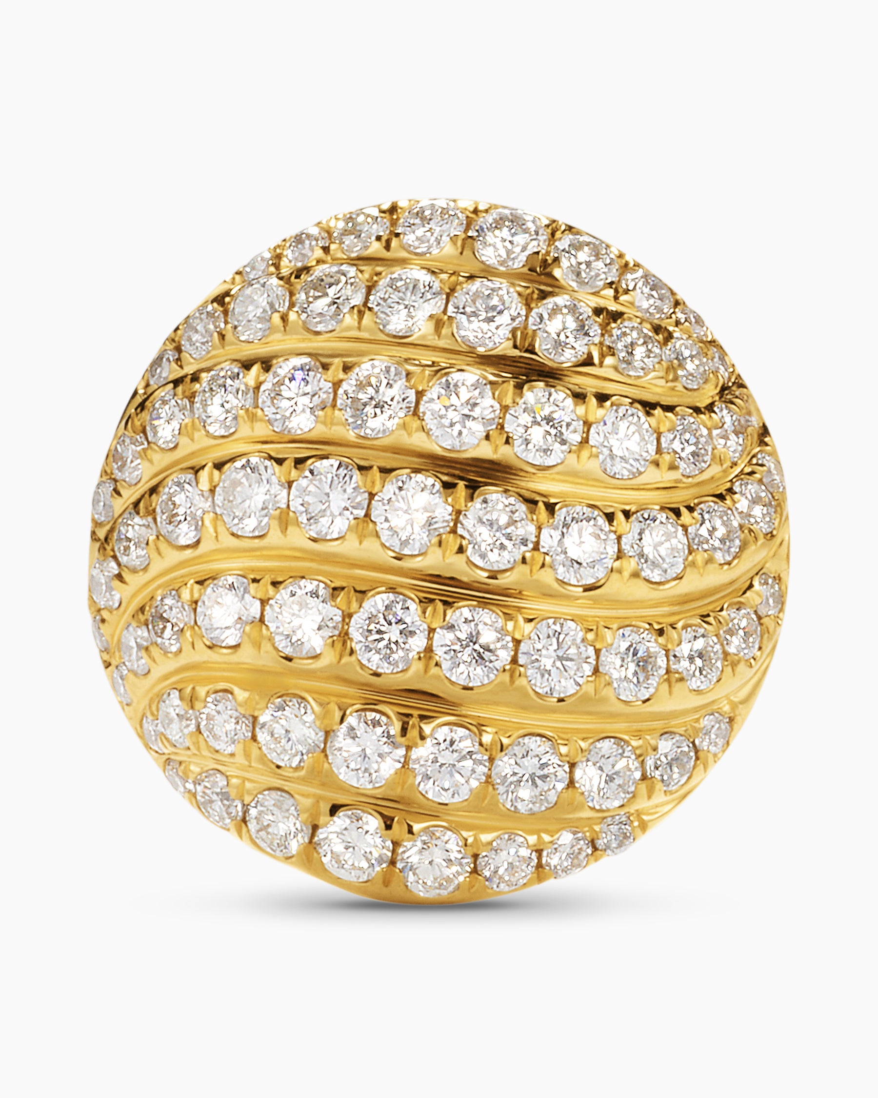 Sculpted Cable Stud Earrings in 18K Yellow Gold with Diamonds, 14mm - Image 4