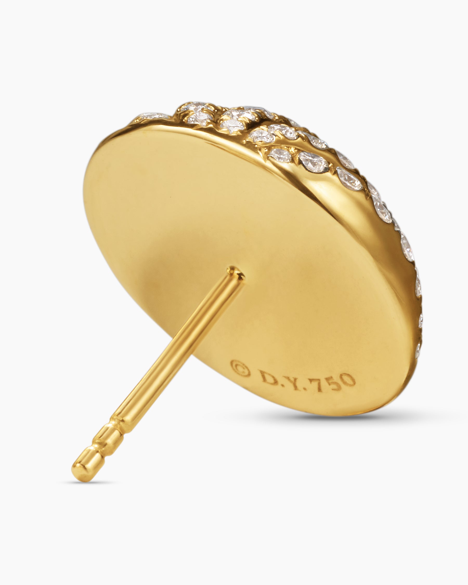 Sculpted Cable Stud Earrings in 18K Yellow Gold with Diamonds, 14mm - Image 5