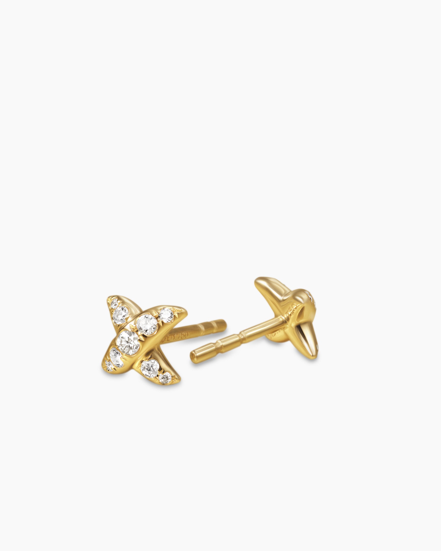 Crossover X Stud Earrings in 18K Yellow Gold with Diamonds, 6mm - Image 3