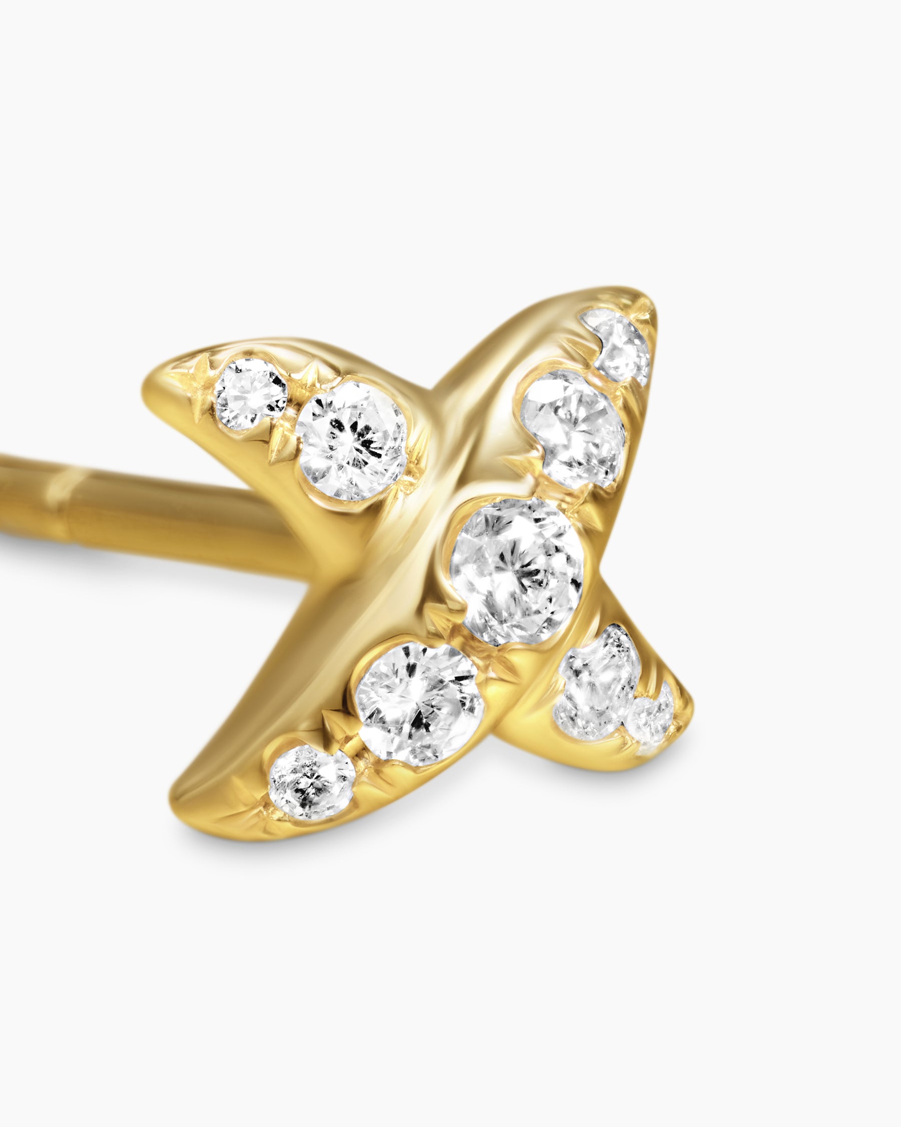 Crossover X Stud Earrings in 18K Yellow Gold with Diamonds, 6mm - Image 4