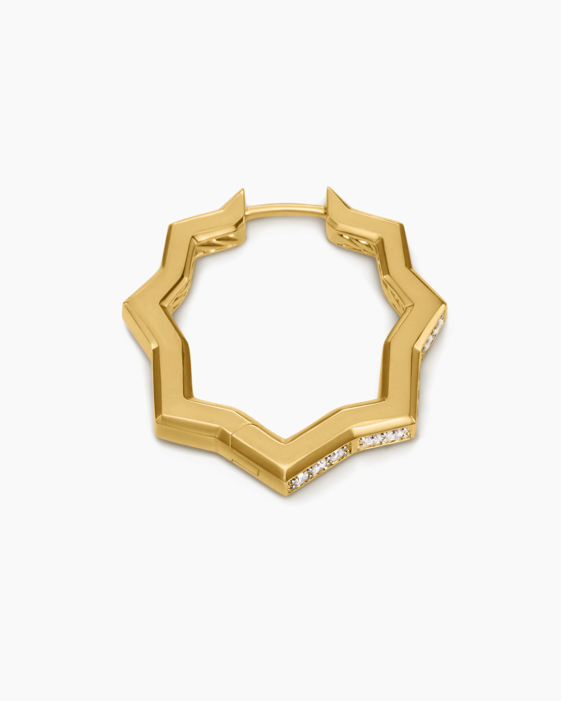 Zig Zag Stax Hoop Earrings in 18K Yellow Gold with Diamonds, 22.8mm - Image 3