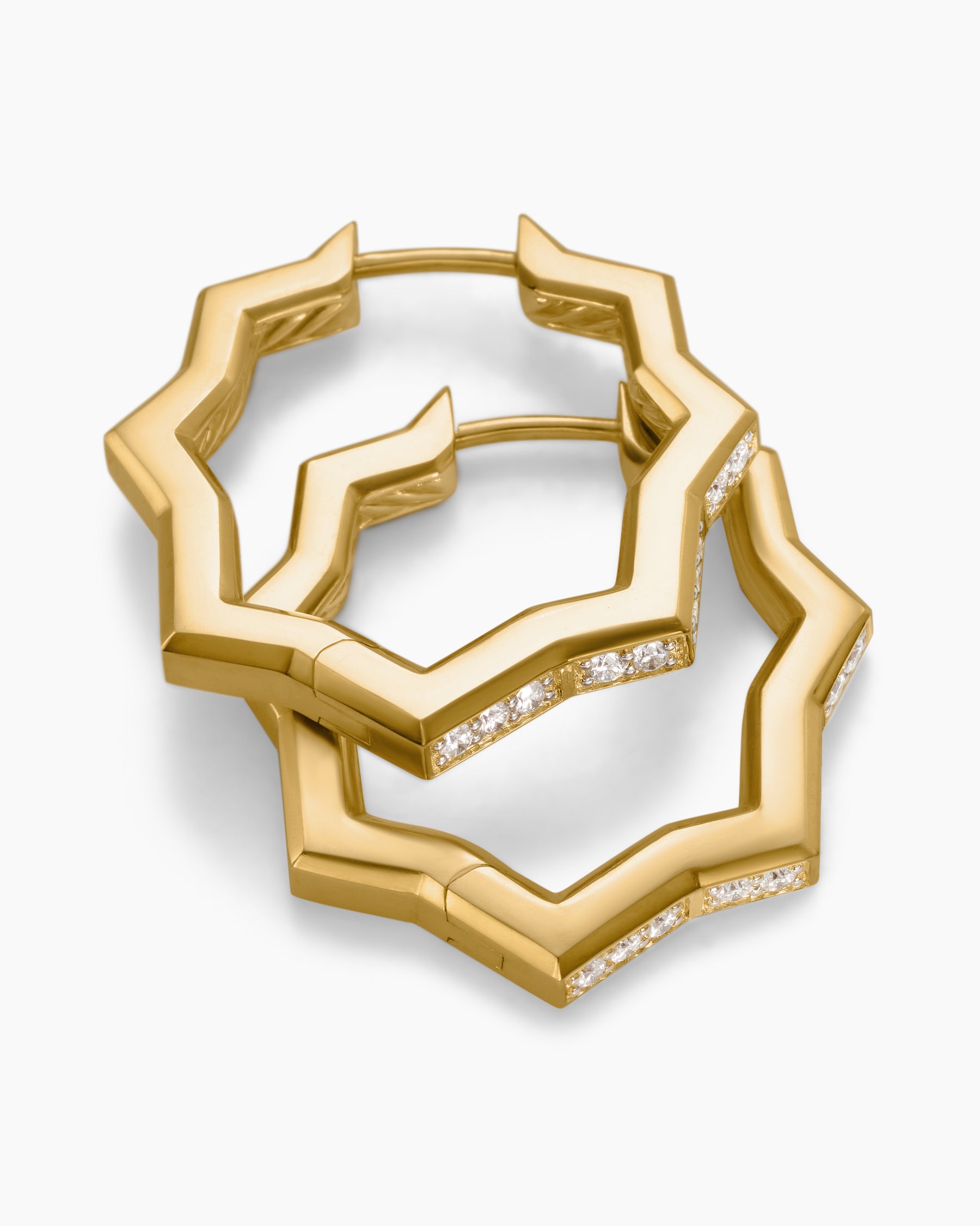 Zig Zag Stax Hoop Earrings in 18K Yellow Gold with Diamonds, 22.8mm - Image 5
