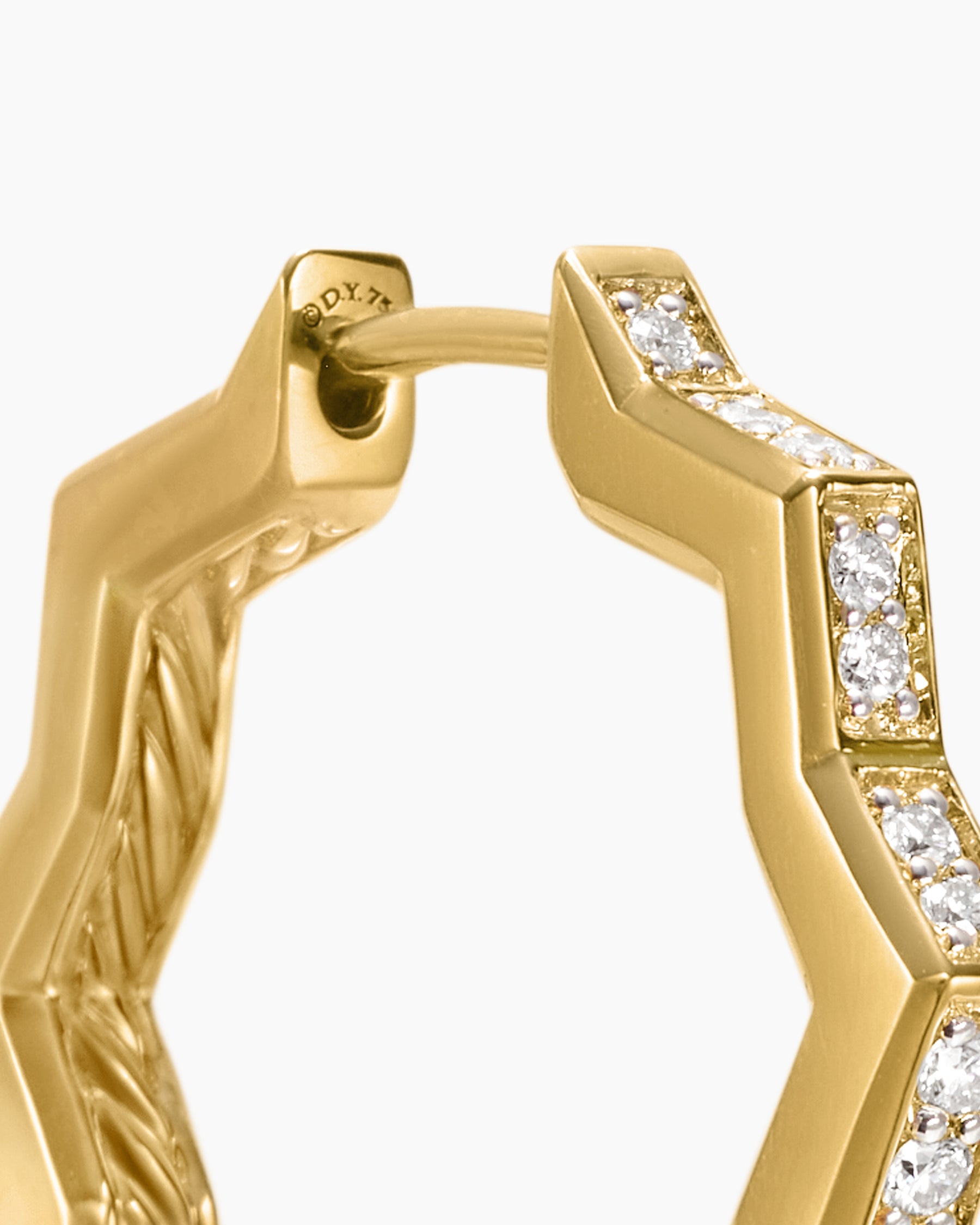 Zig Zag Stax Hoop Earrings in 18K Yellow Gold with Diamonds, 22.8mm - Image 4