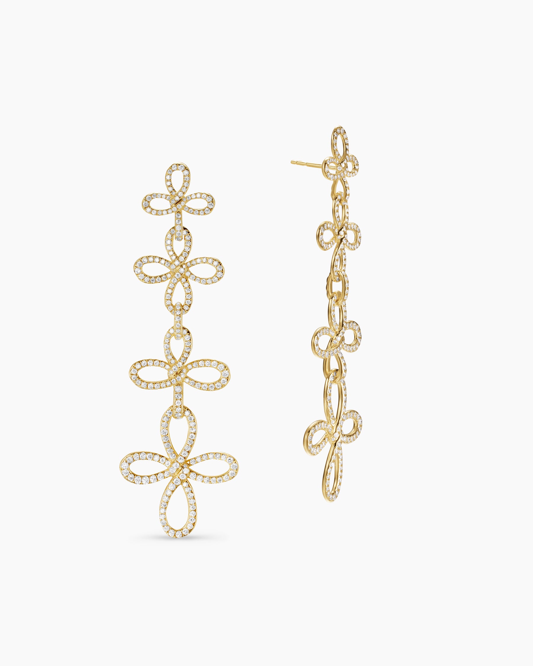 Wisteria Statement Drop Earrings in 18K Yellow Gold with Diamonds, 88.7mm - Image 3