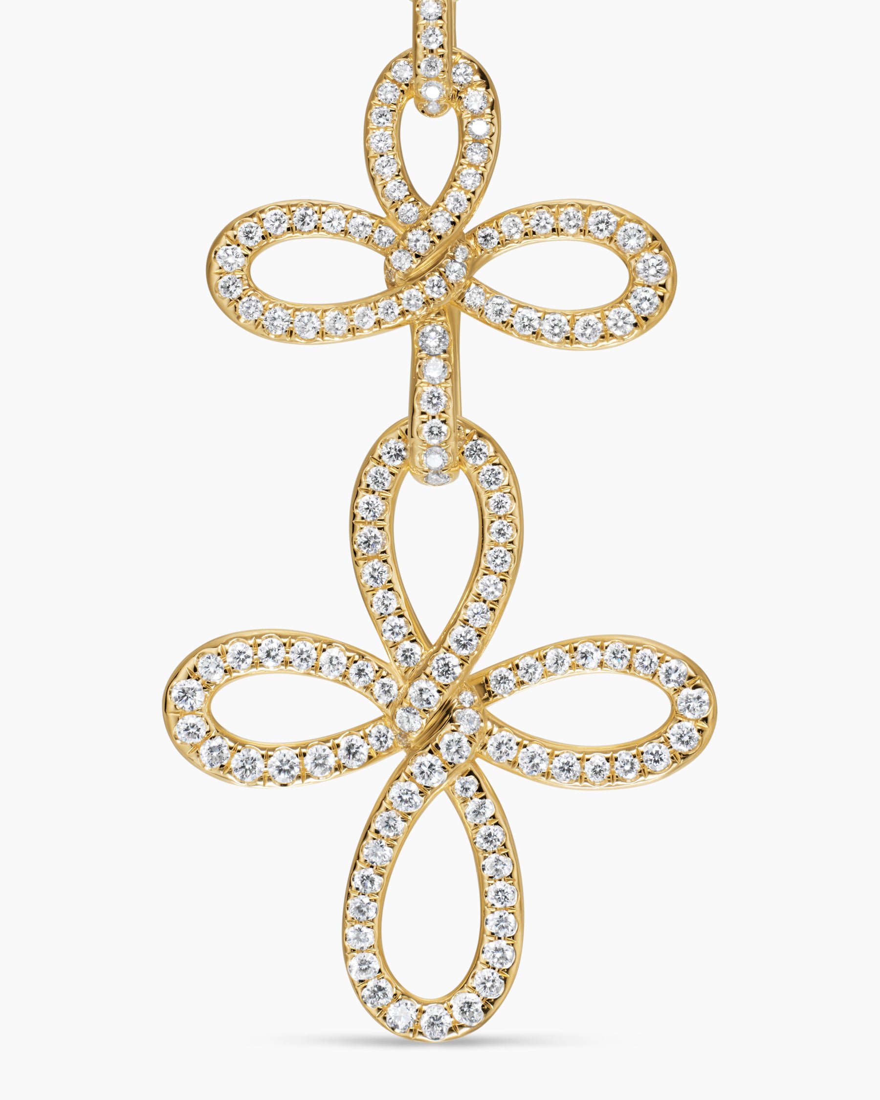 Wisteria Statement Drop Earrings in 18K Yellow Gold with Diamonds, 88.7mm - Image 4