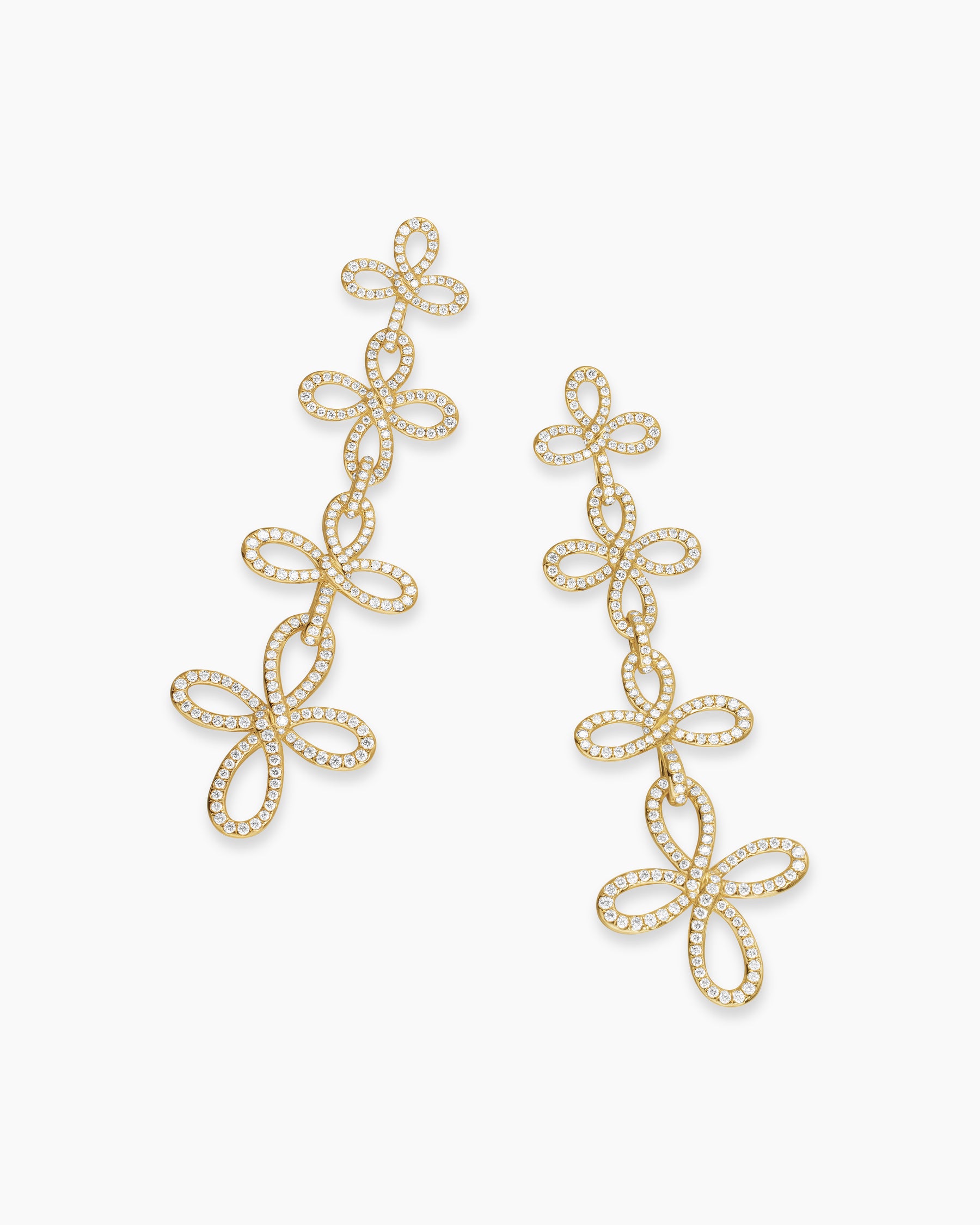 Wisteria Statement Drop Earrings in 18K Yellow Gold with Diamonds, 88.7mm - Image 5