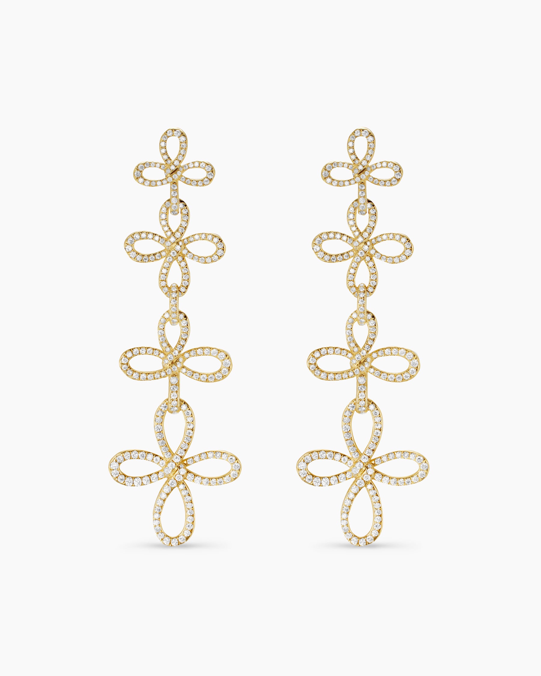 Wisteria Statement Drop Earrings in 18K Yellow Gold with Diamonds, 88.7mm