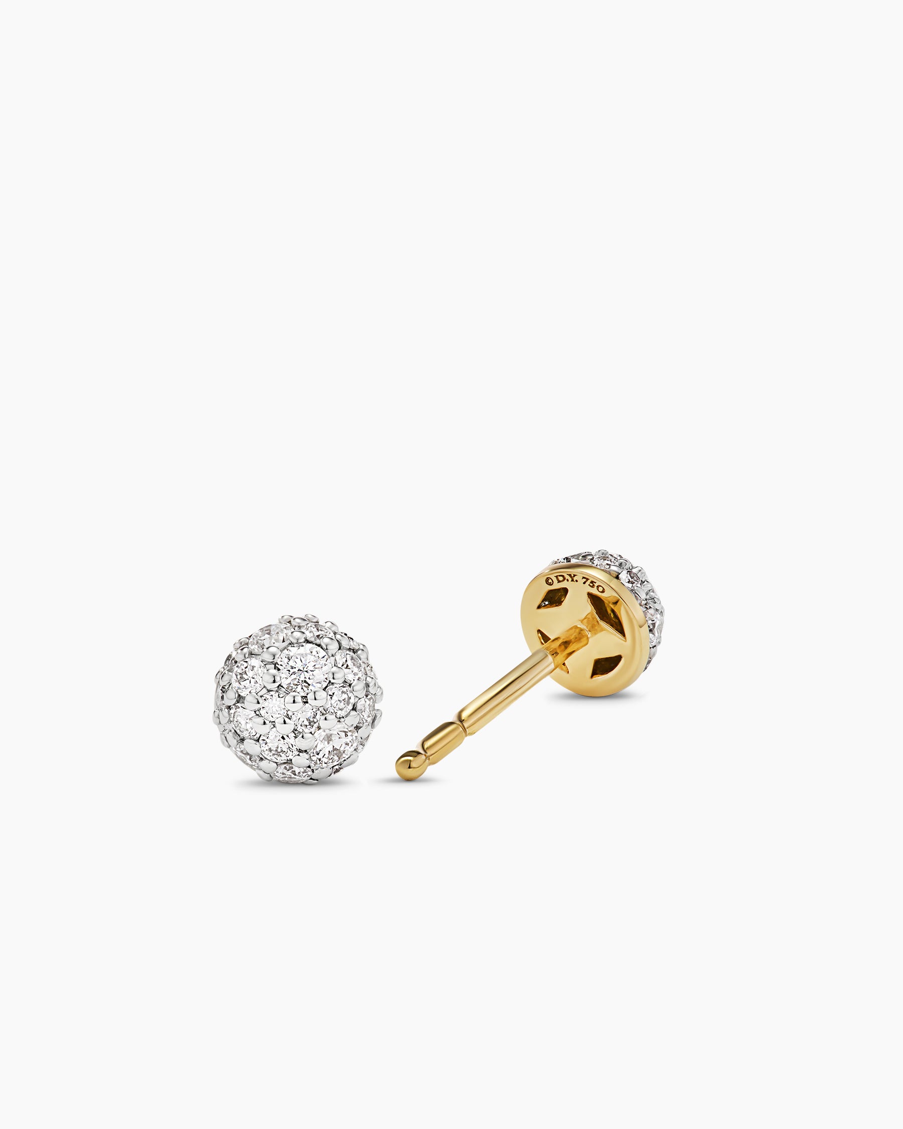 Petite Pavé Stud Earrings in 18K Yellow Gold with Diamonds, 4.5mm - Image 3