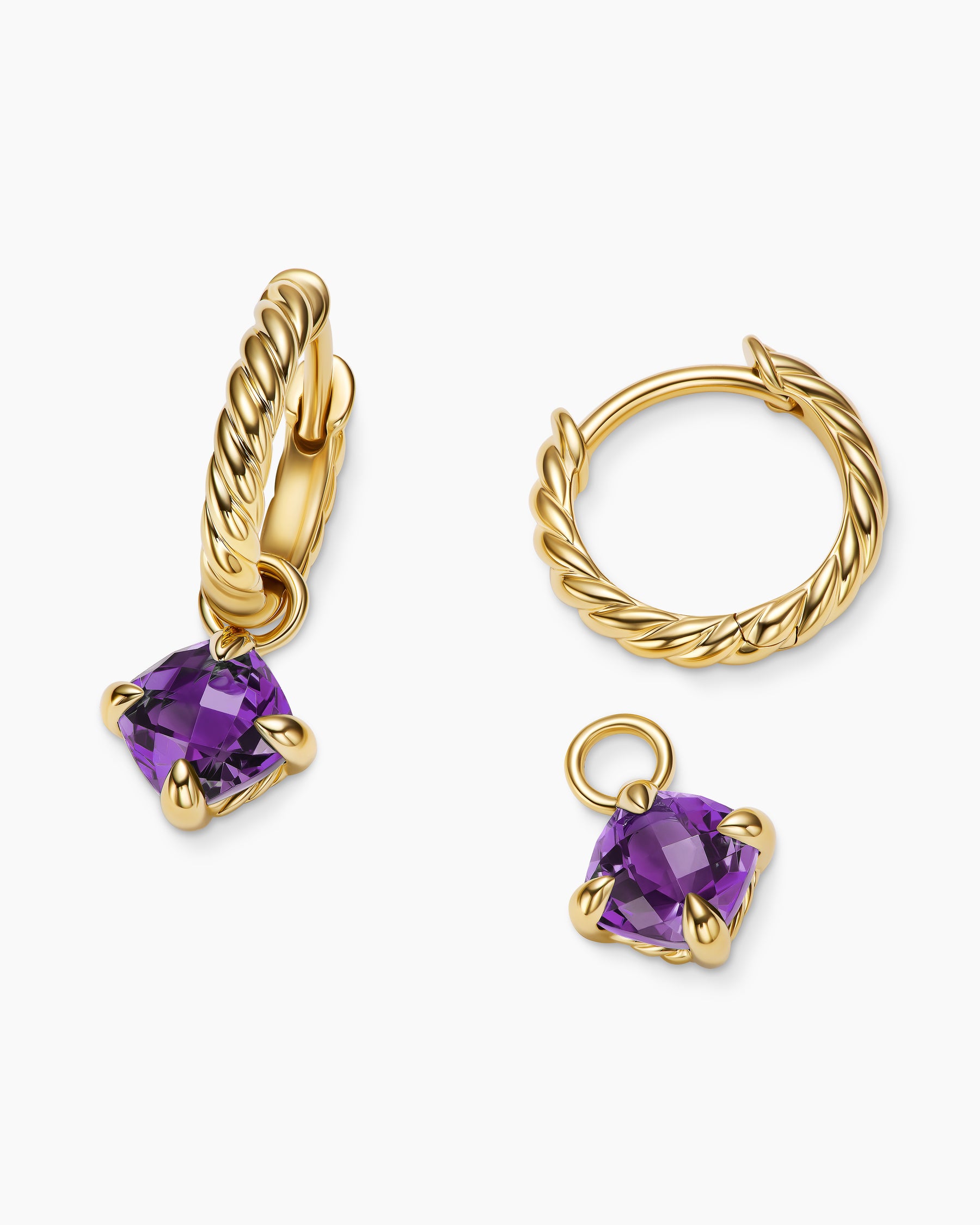 Micro Chatelaine Drop Earrings in 18K Yellow Gold with Amethyst, 5mm - Image 5