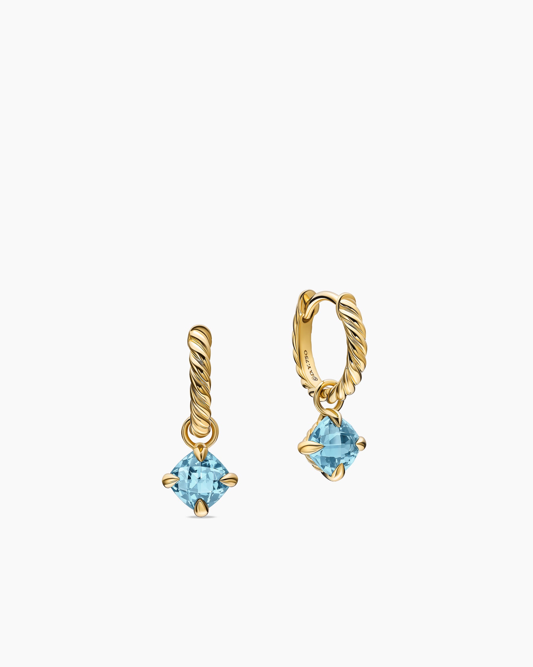 Micro Chatelaine Drop Earrings in 18K Yellow Gold with Aquamarine, 5mm - Image 3