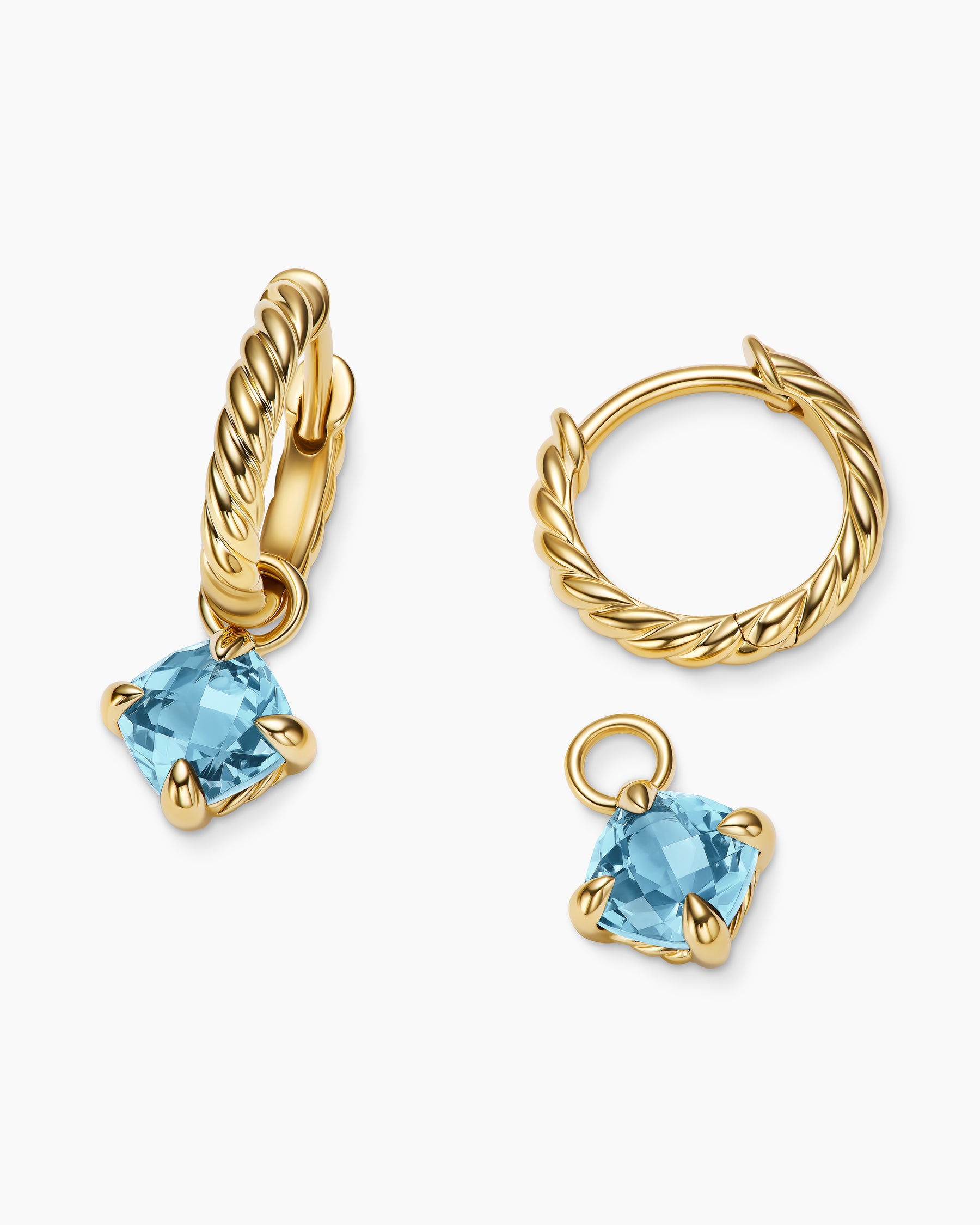 Micro Chatelaine Drop Earrings in 18K Yellow Gold with Aquamarine, 5mm - Image 5